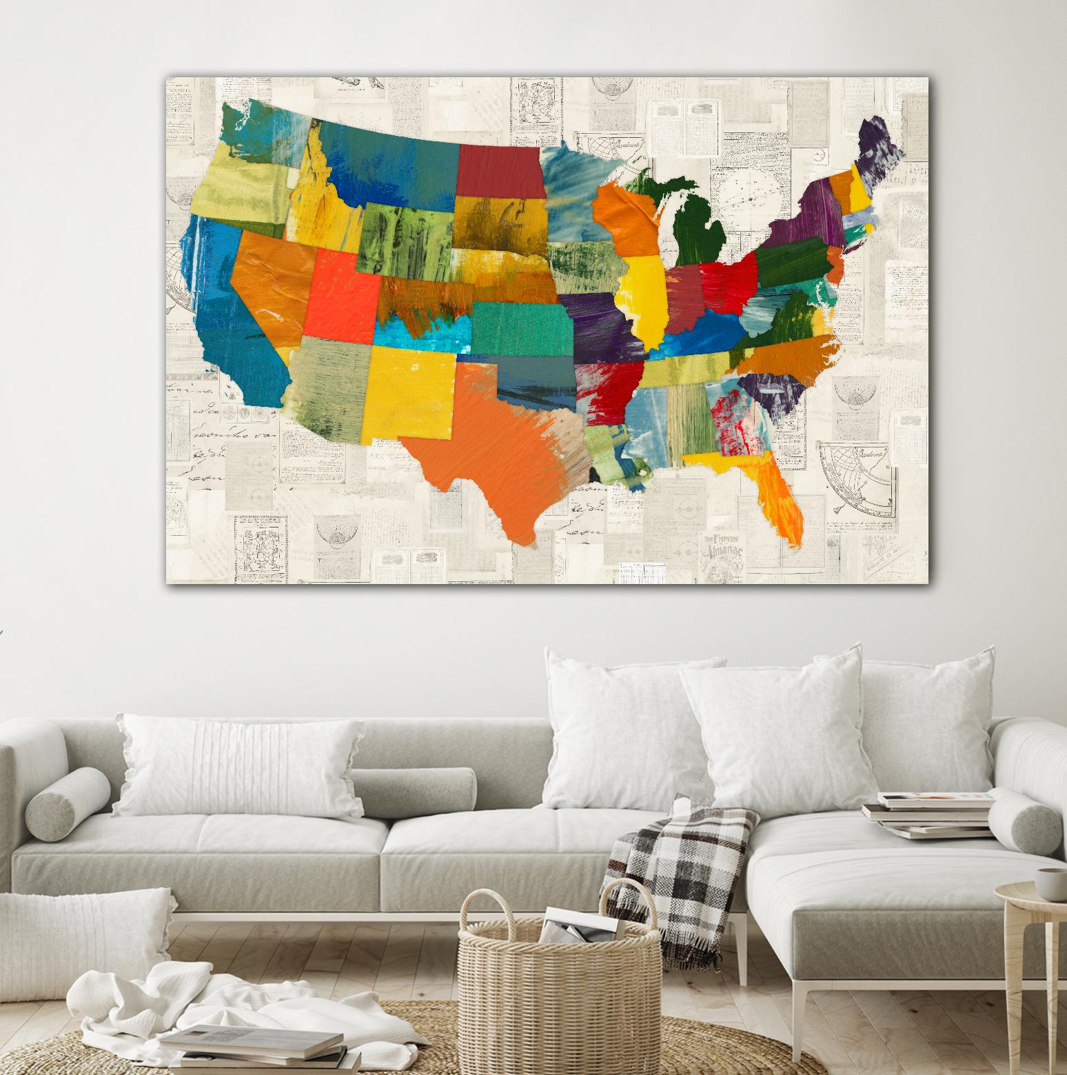 Collaged US Map by THE Studio on GIANT ART - green maps