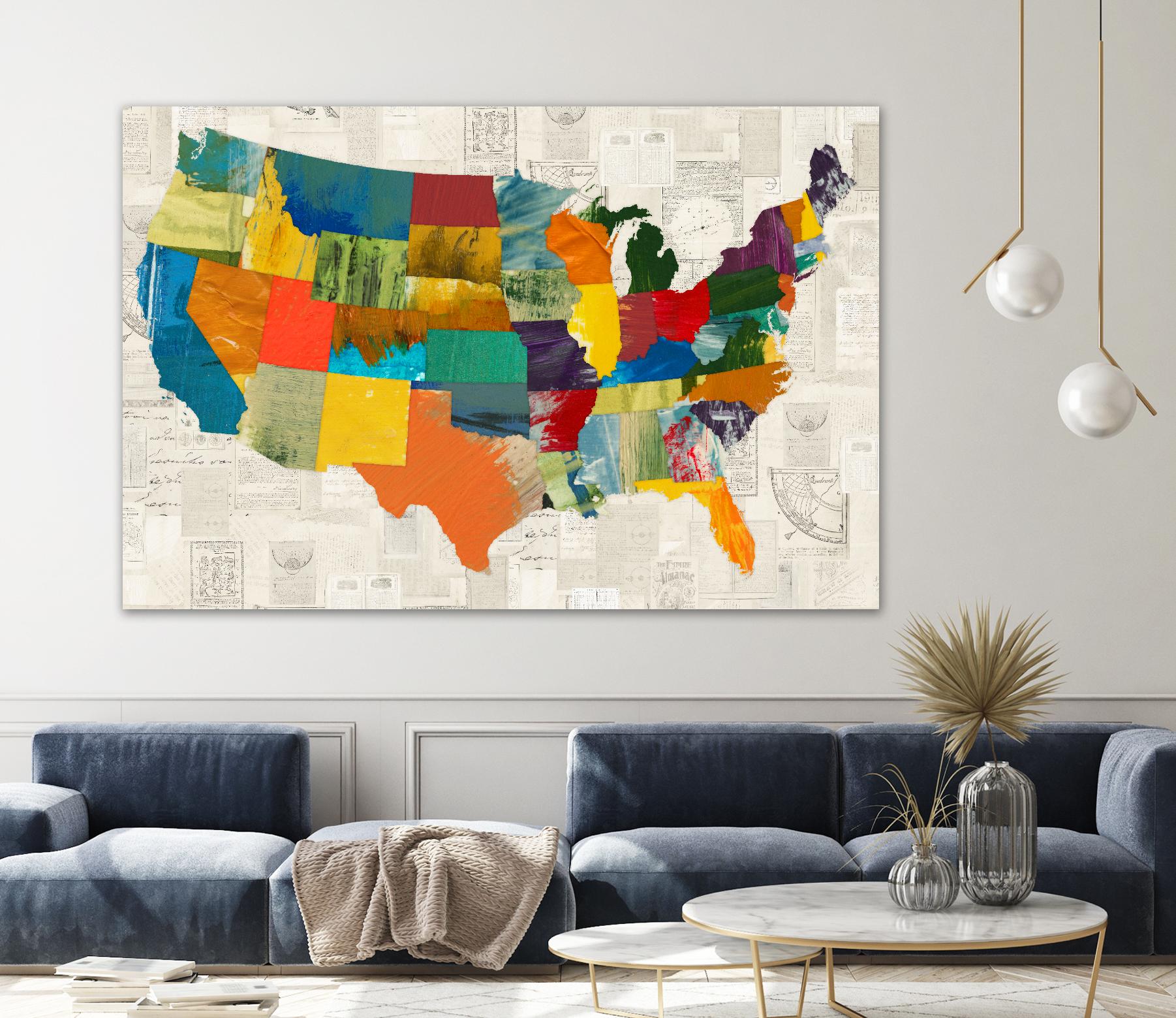 Collaged US Map by THE Studio on GIANT ART - green maps