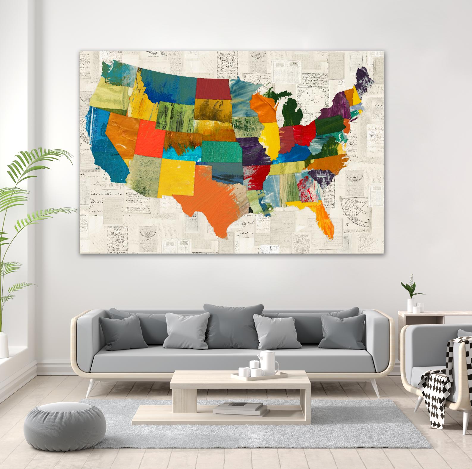 Collaged US Map by THE Studio on GIANT ART - green maps