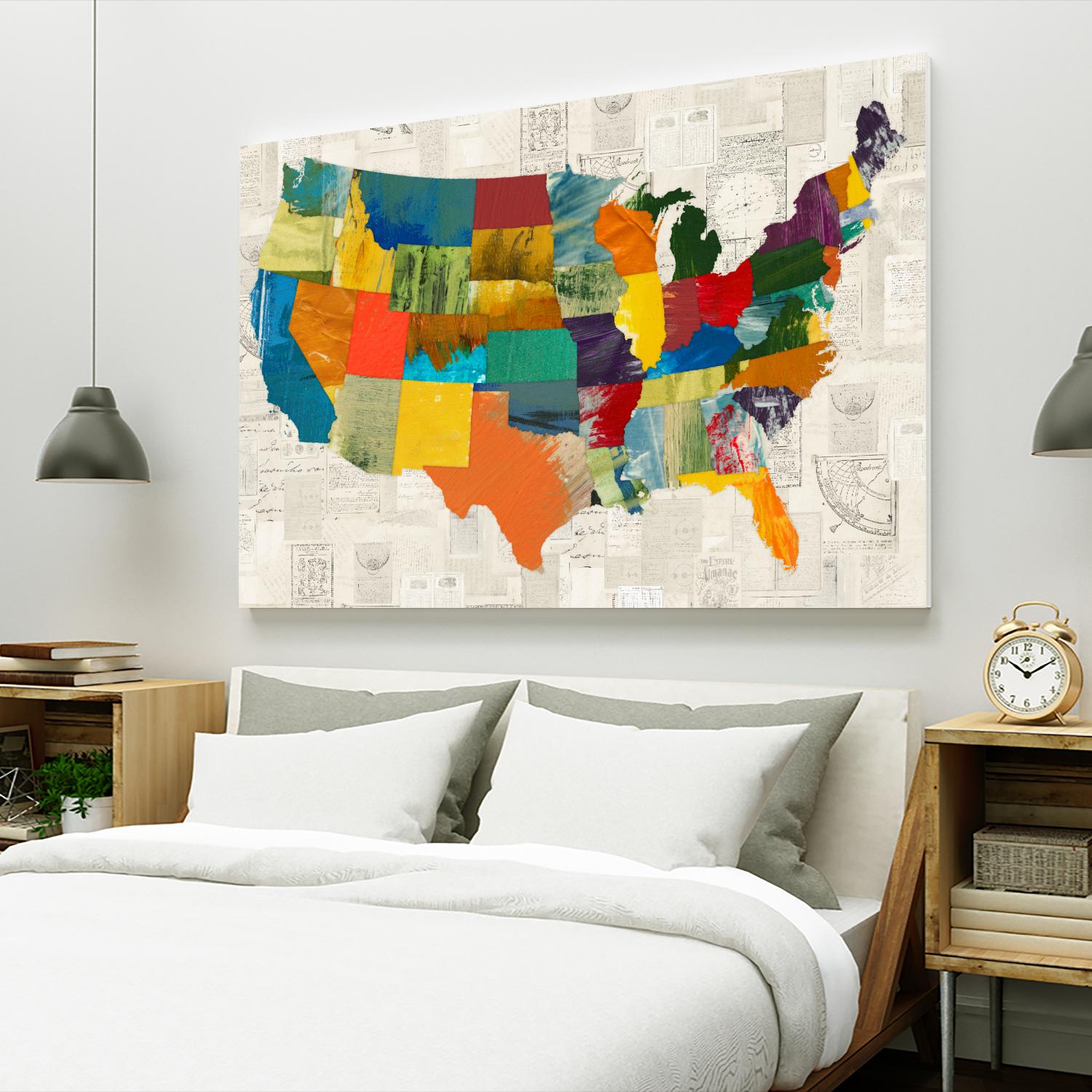Collaged US Map by THE Studio on GIANT ART - green maps