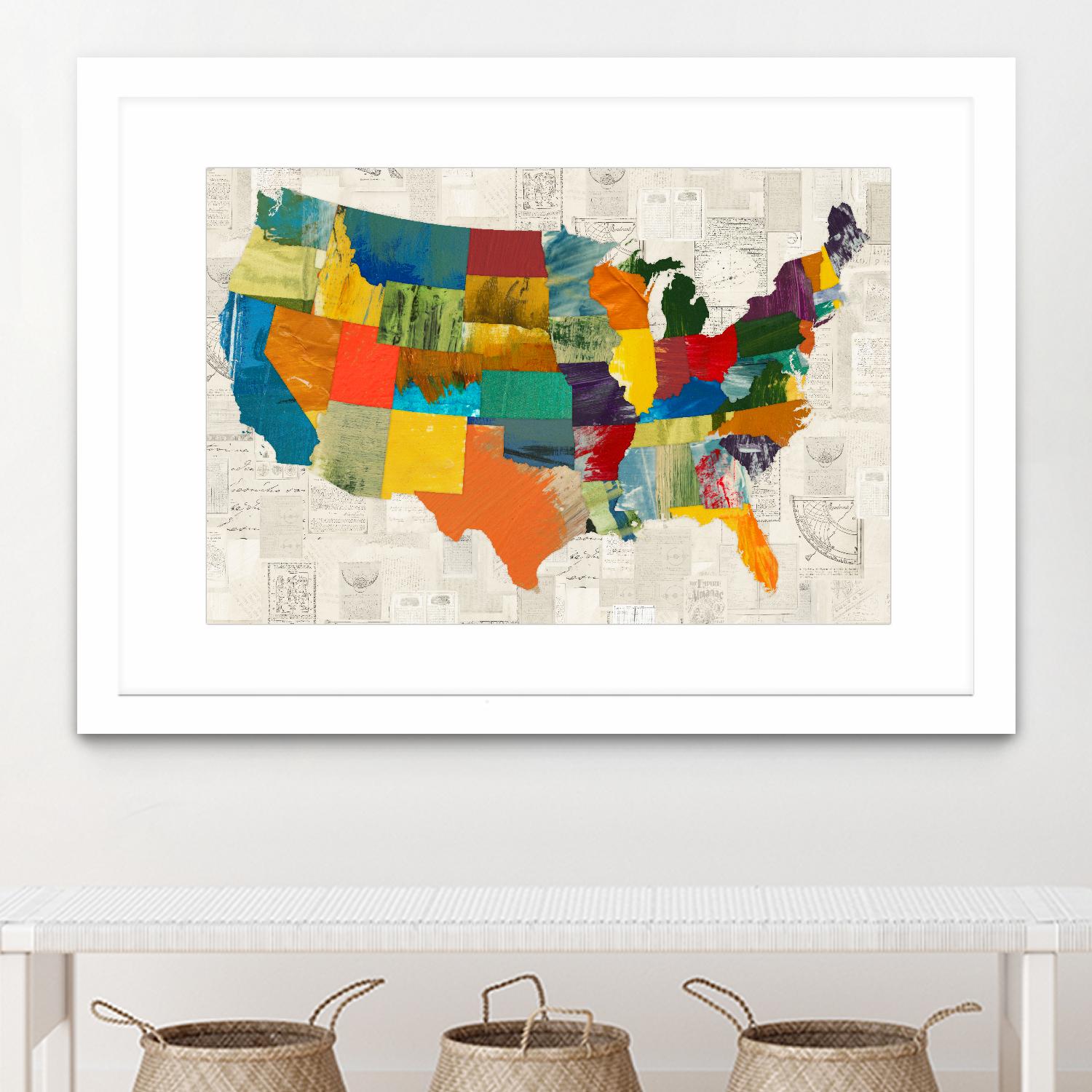 Collaged US Map by THE Studio on GIANT ART - beige illustration us map