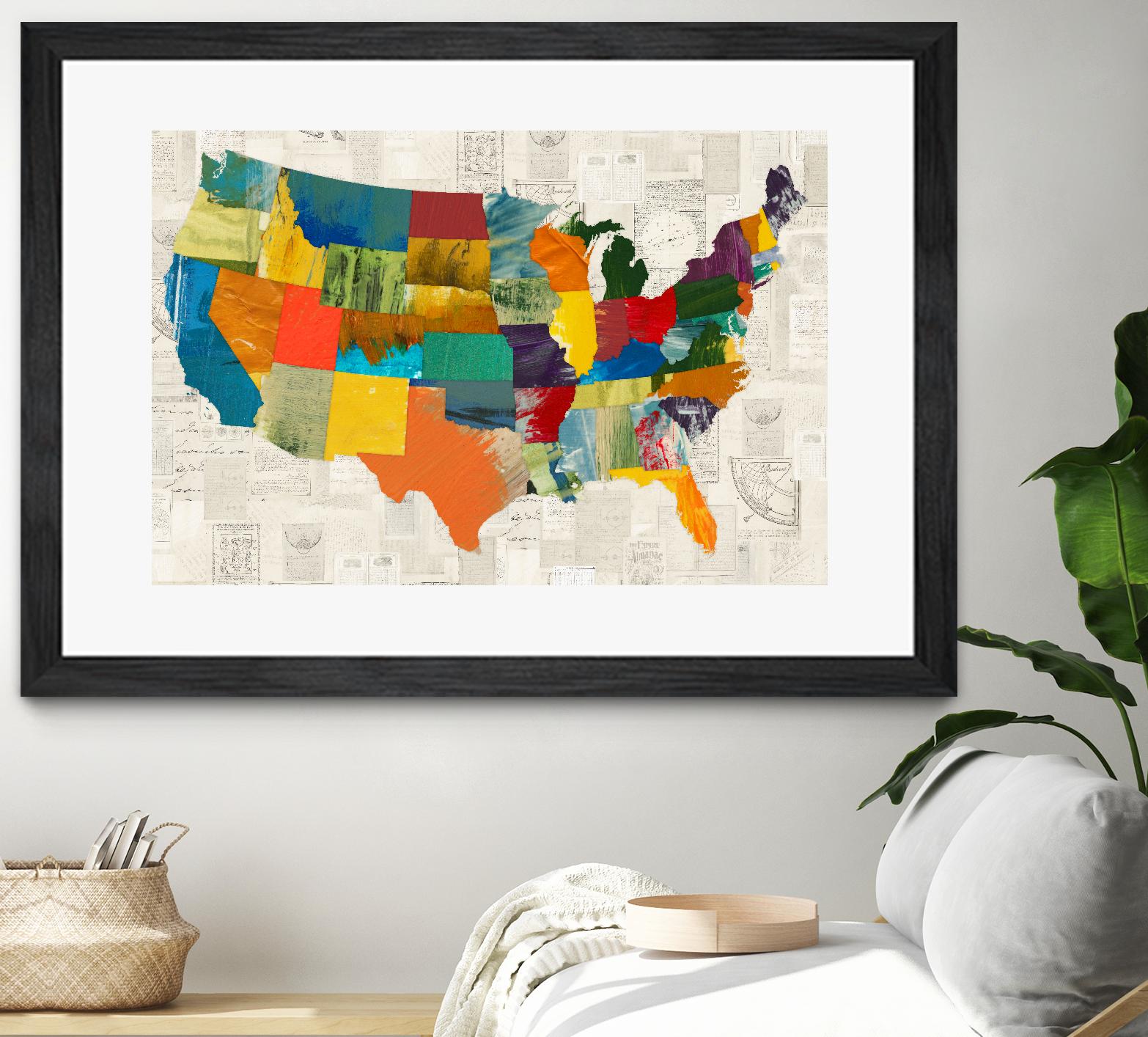 Collaged US Map by THE Studio on GIANT ART - beige illustration us map