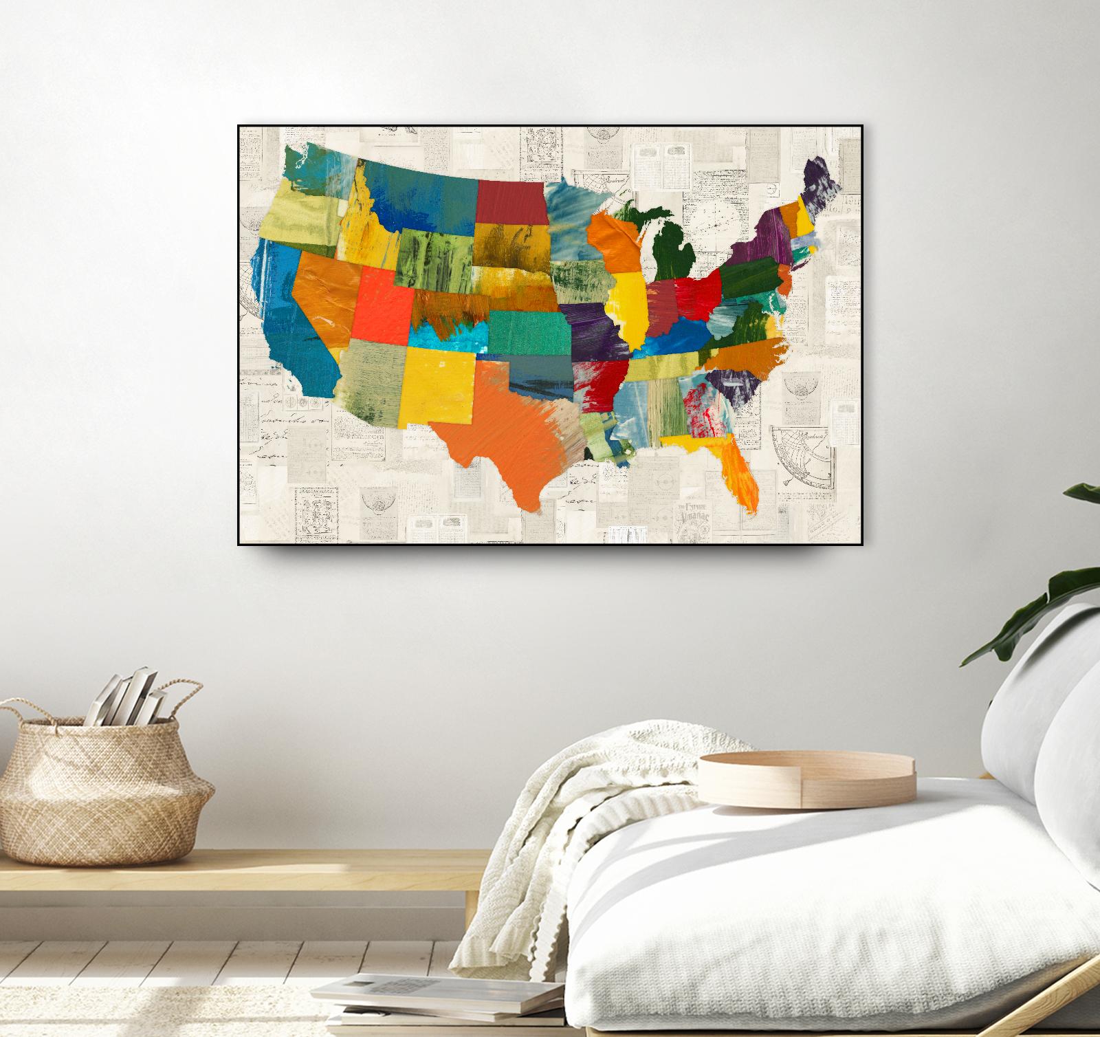 Collaged US Map by THE Studio on GIANT ART - green maps
