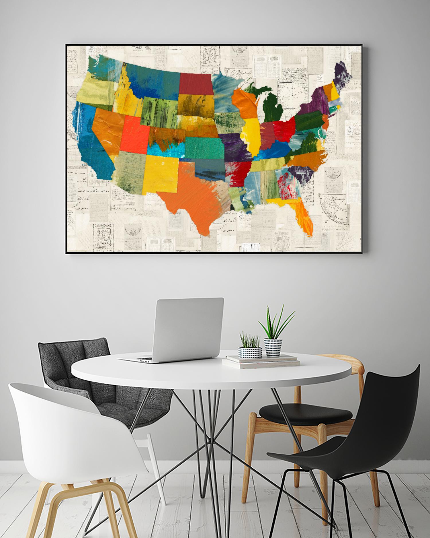 Collaged US Map by THE Studio on GIANT ART - green maps