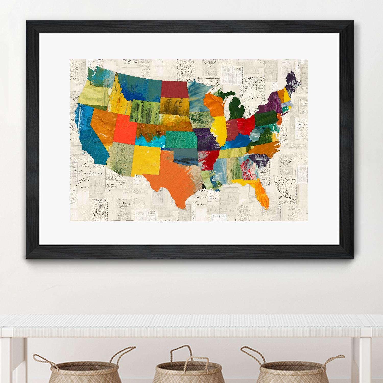 Collaged US Map by THE Studio on GIANT ART - beige illustration us map