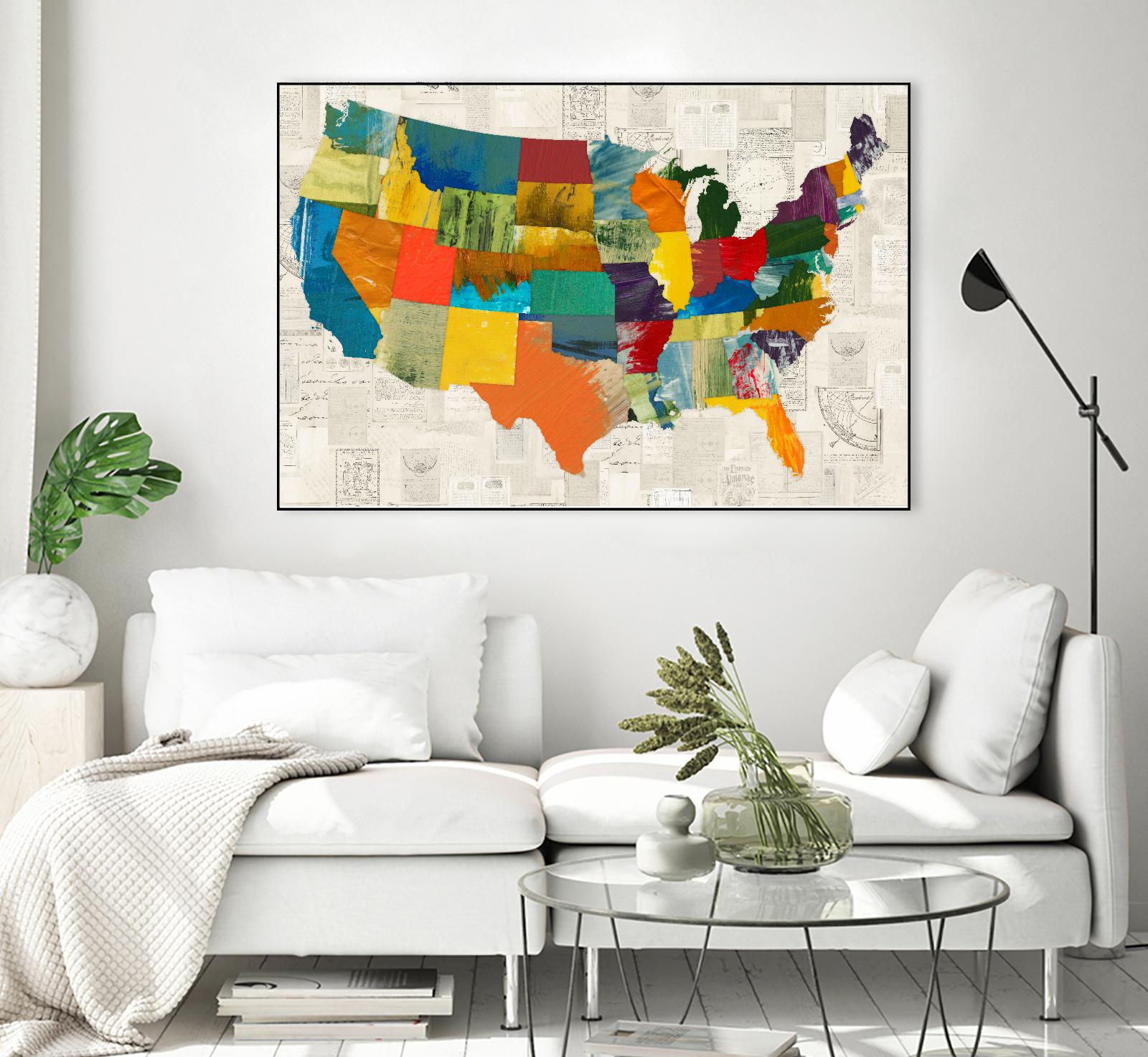 Collaged US Map by THE Studio on GIANT ART - green maps