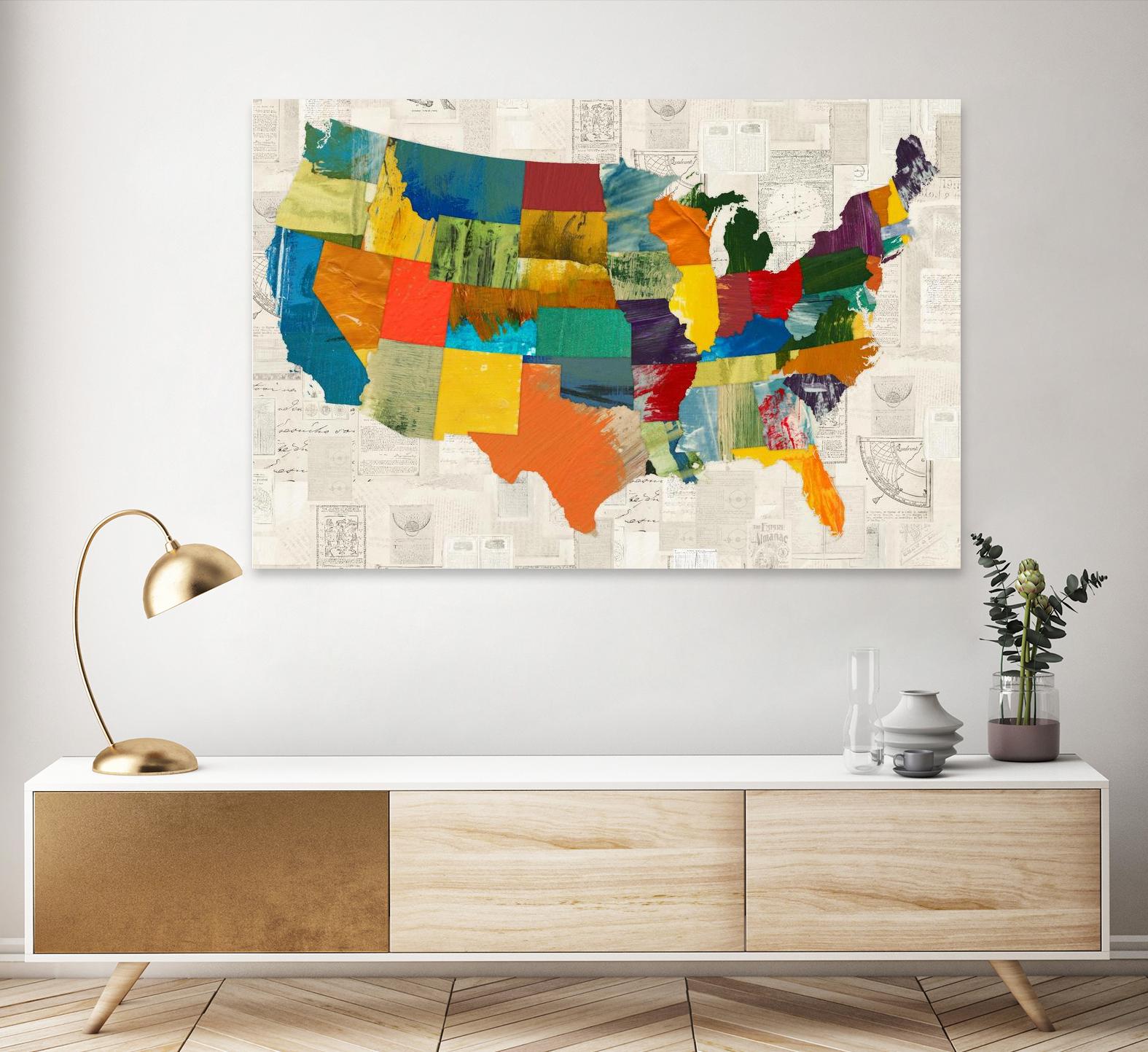 Collaged US Map by THE Studio on GIANT ART - beige illustration us map