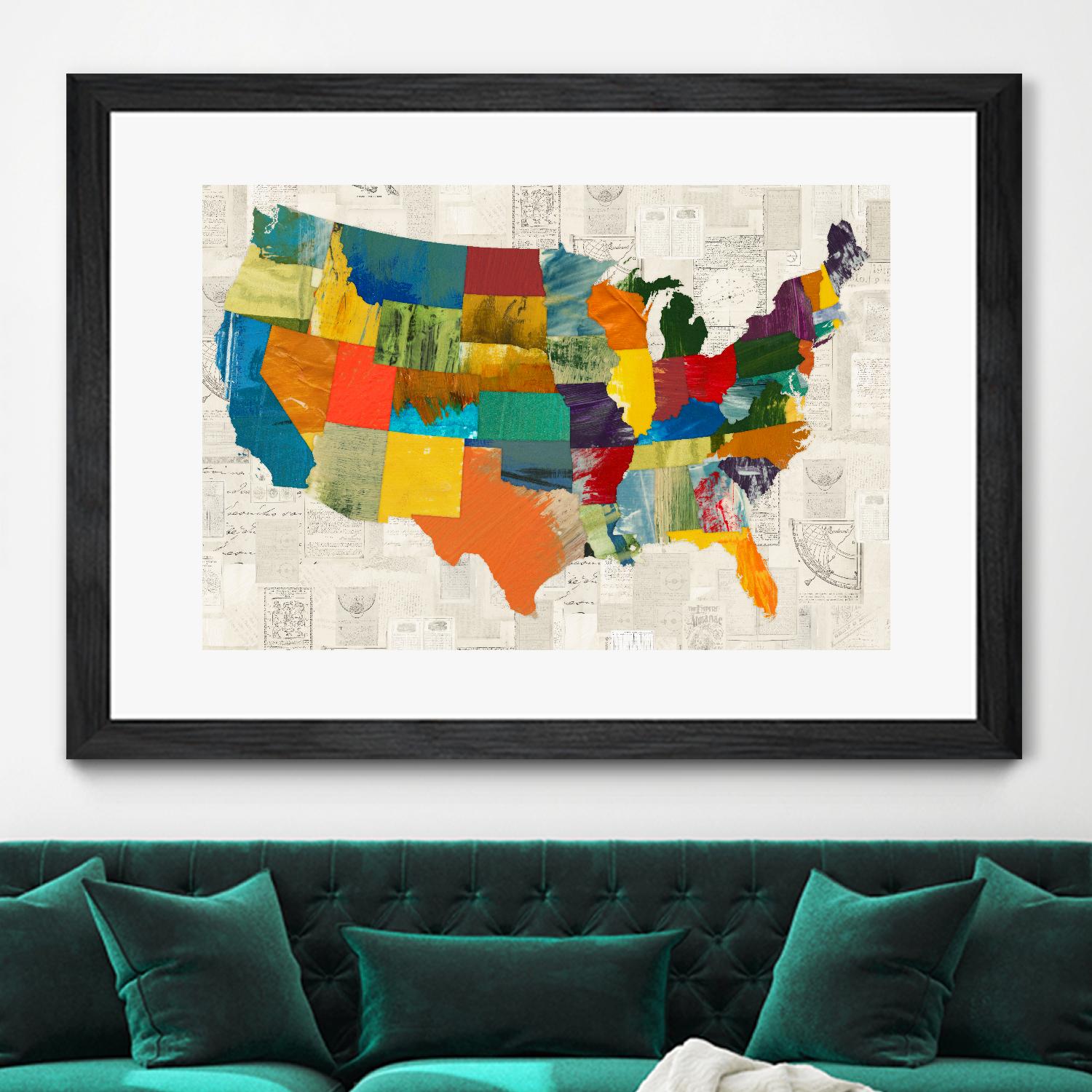 Collaged US Map by THE Studio on GIANT ART - beige illustration us map