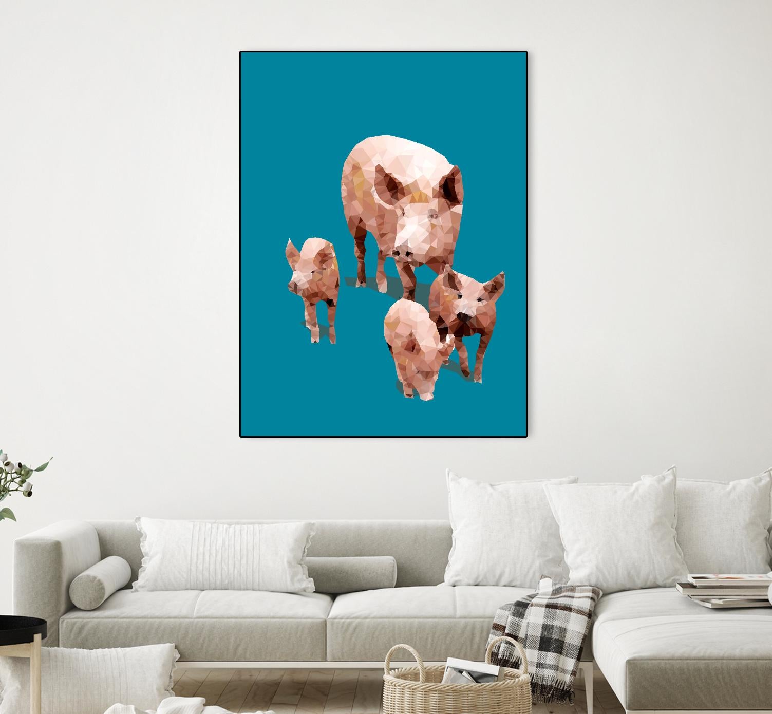 Fractal Pigs by THE Studio on GIANT ART - beige contemporary