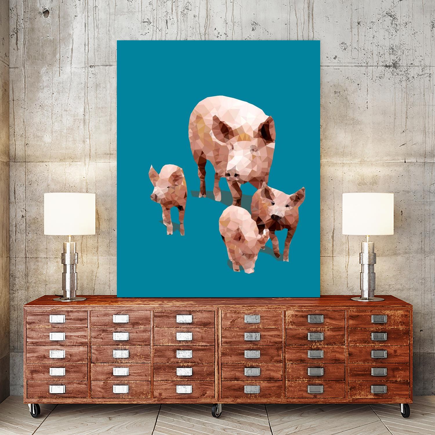 Fractal Pigs by THE Studio on GIANT ART - pink animal ping