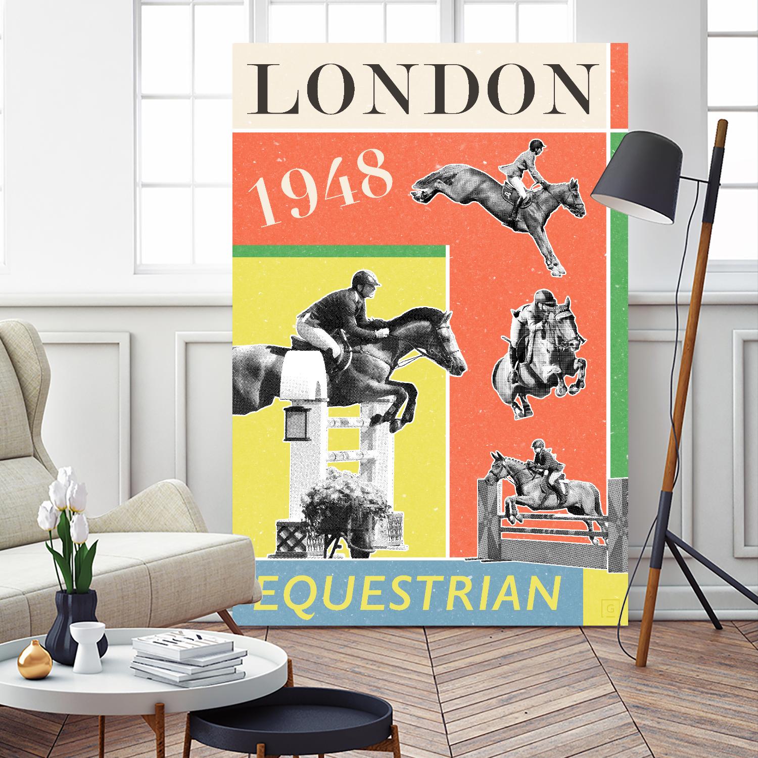London Equestrian 1948 by THE Studio on GIANT ART - red vintage