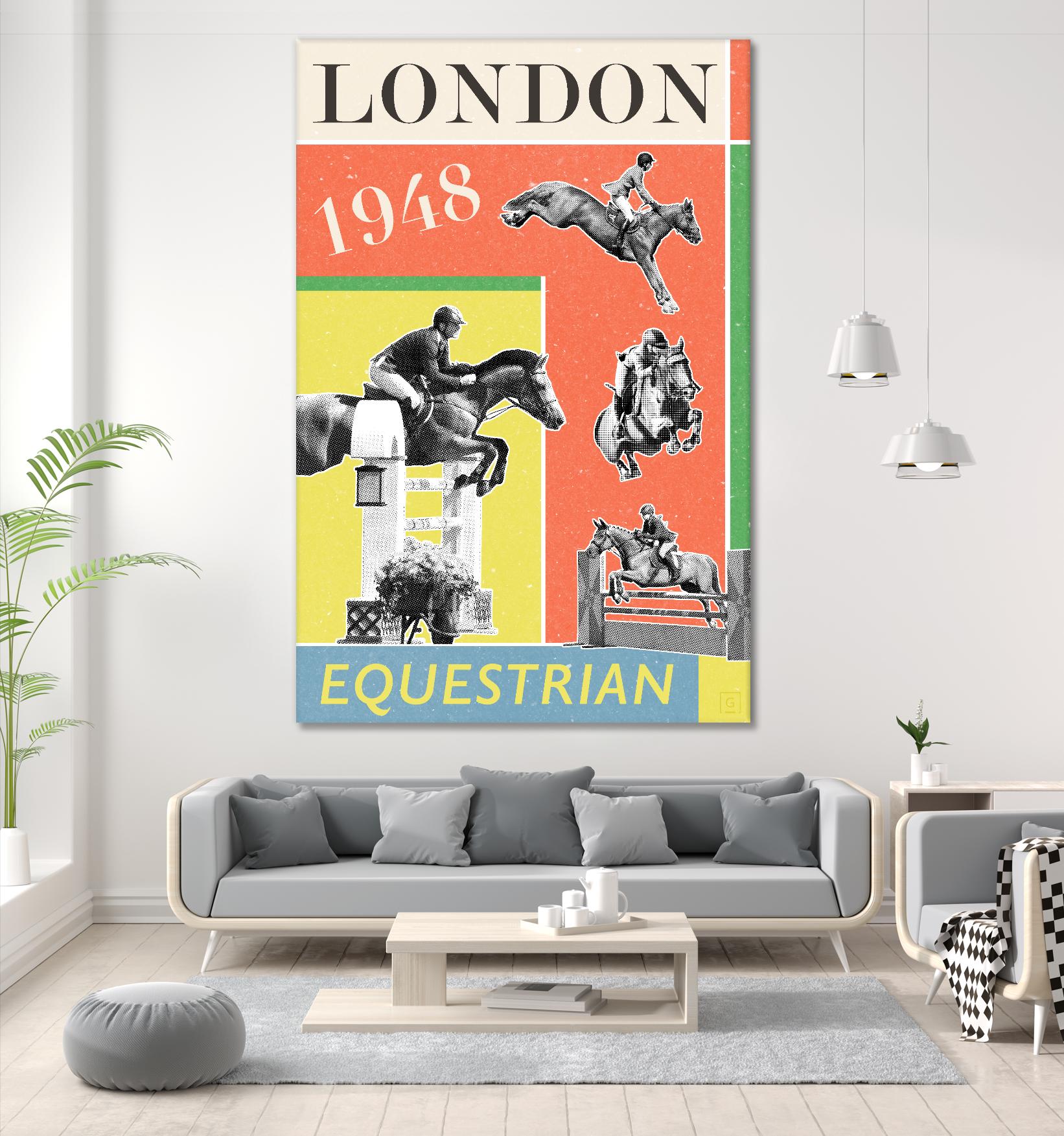 London Equestrian 1948 by THE Studio on GIANT ART - red vintage
