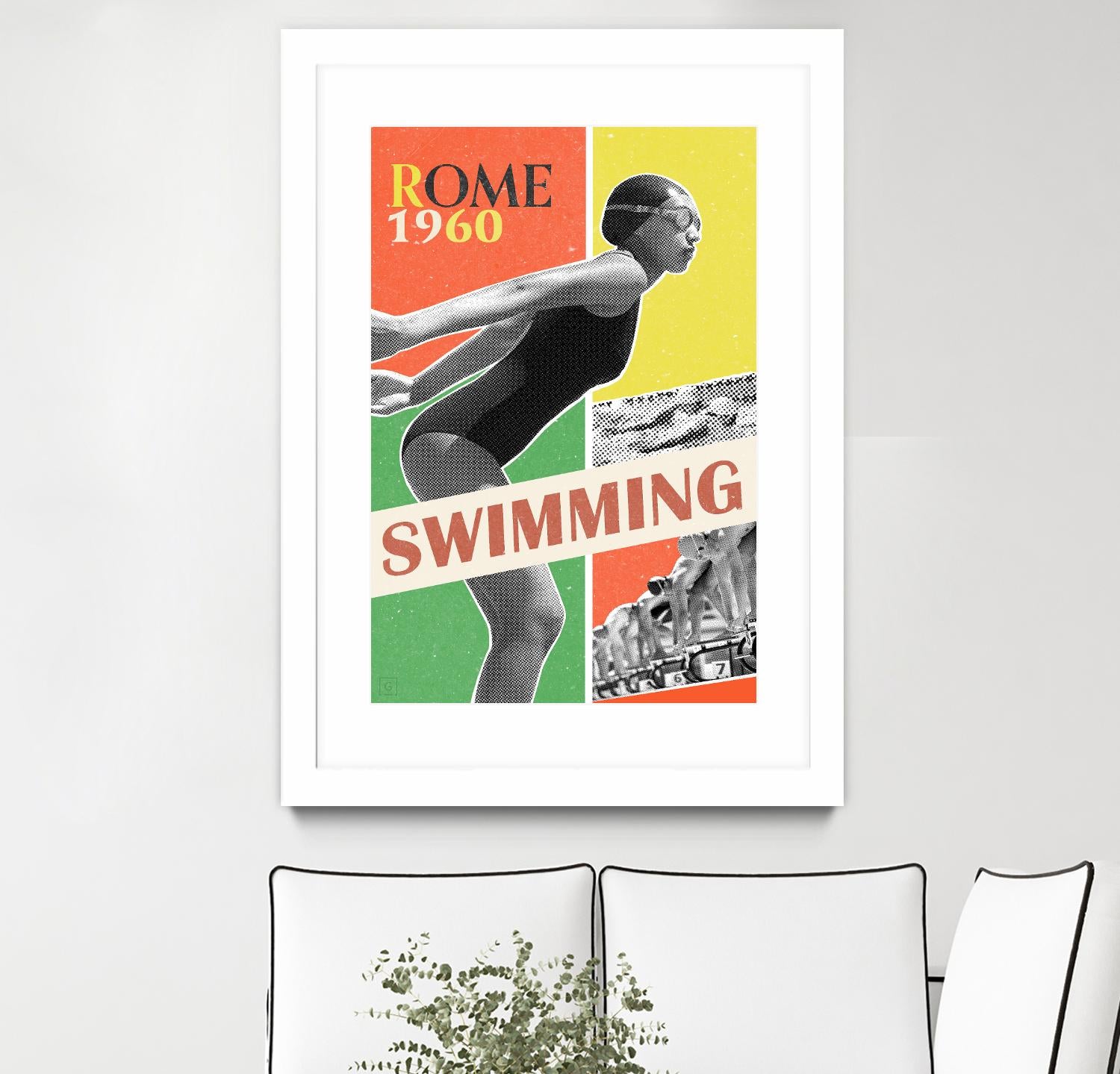 Rome Swimming 1960 by THE Studio on GIANT ART - red vintage
