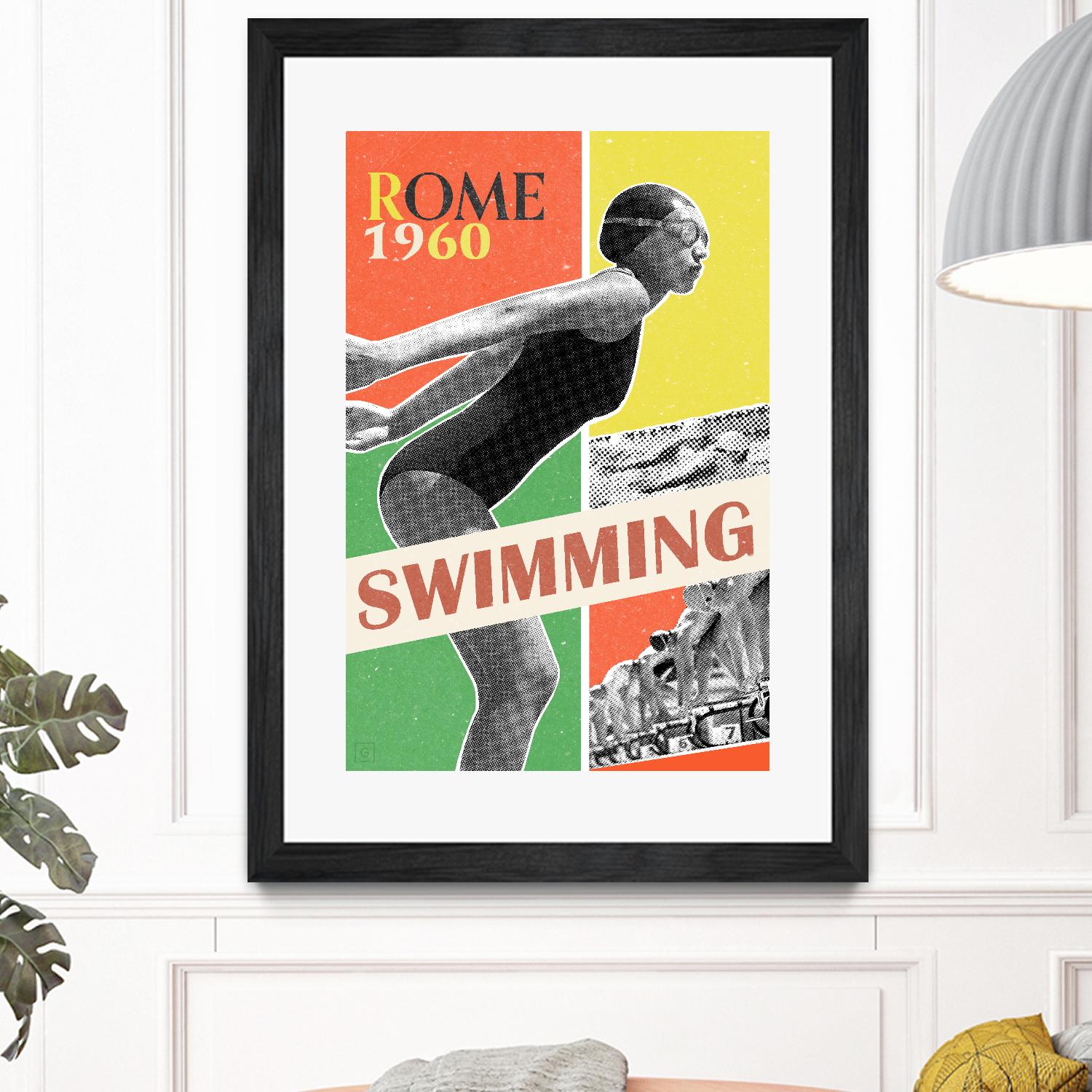 Rome Swimming 1960 by THE Studio on GIANT ART - red vintage