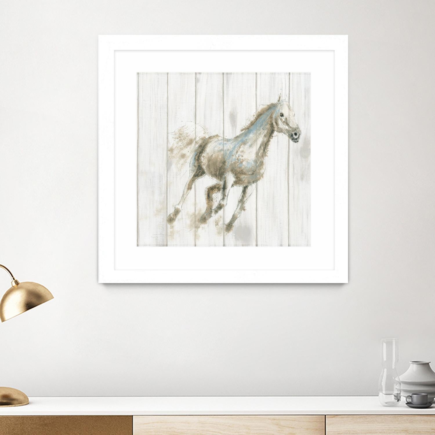 Stallion I on Birch by James Wiens on GIANT ART - grey animals