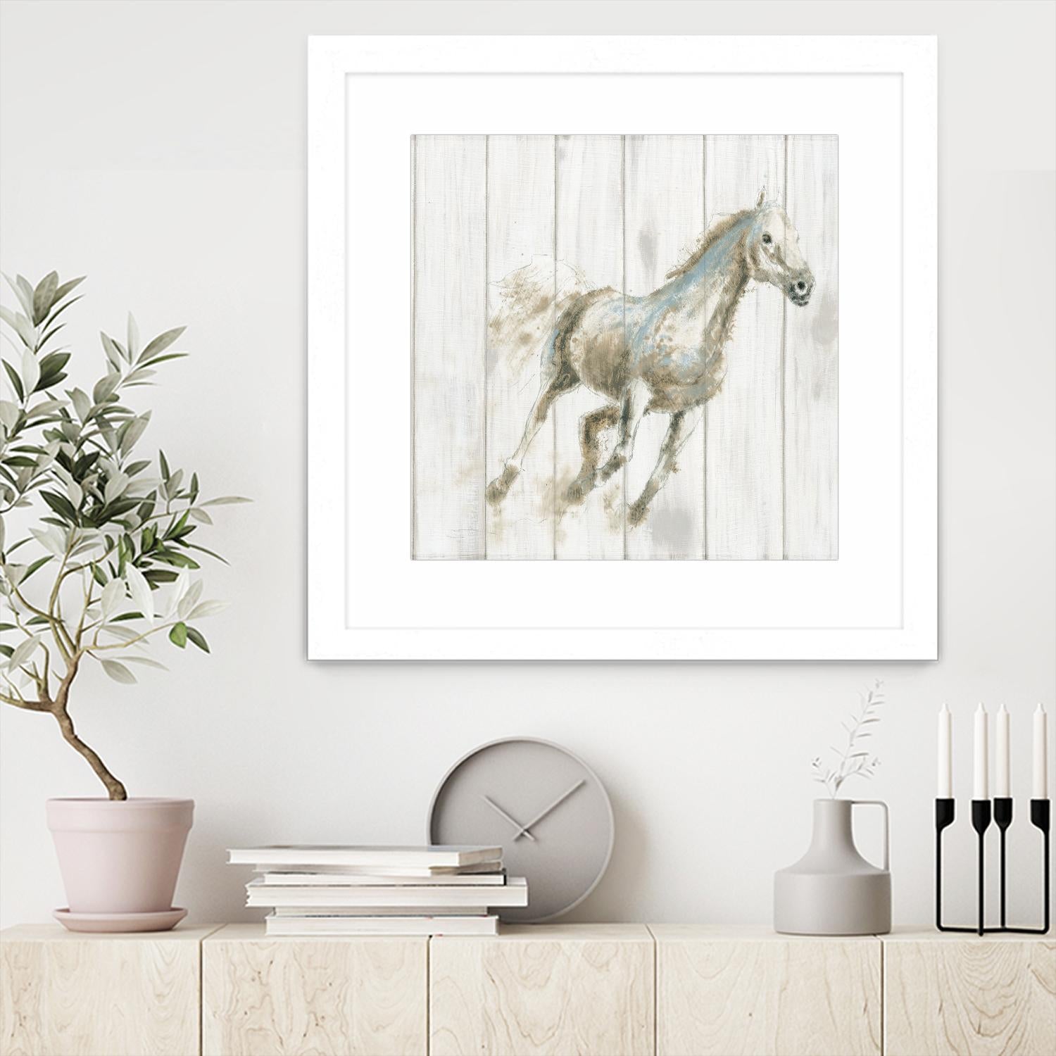 Stallion I on Birch by James Wiens on GIANT ART - grey animals