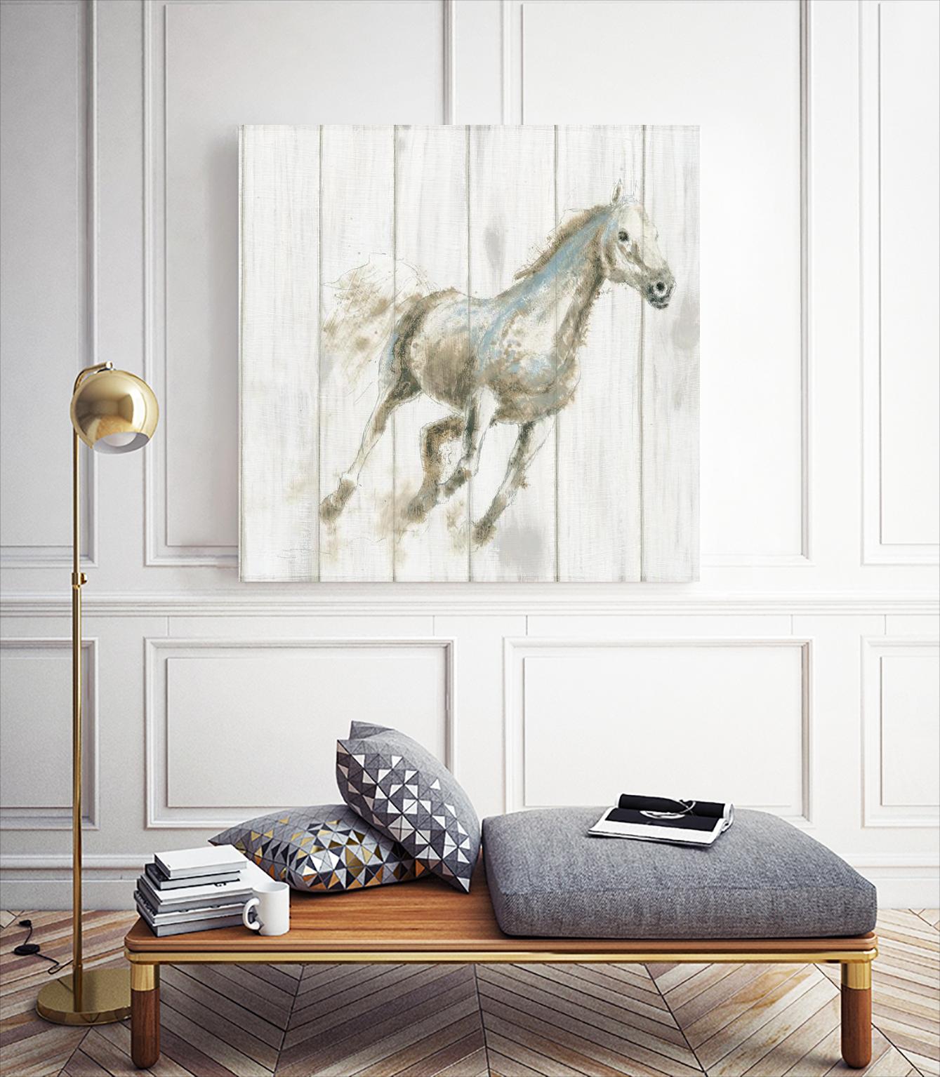 Stallion I on Birch by James Wiens on GIANT ART - white animals horse