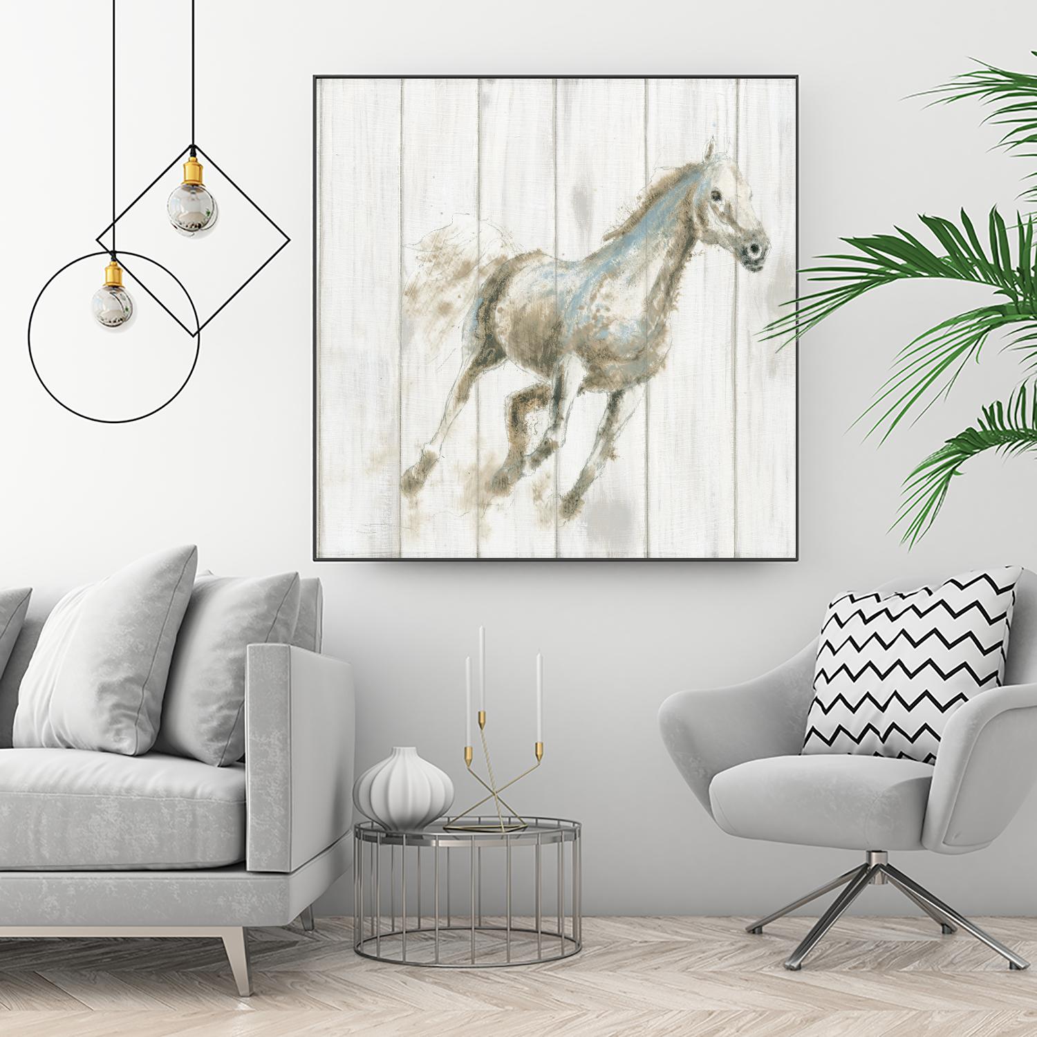 Stallion I on Birch by James Wiens on GIANT ART - grey animals