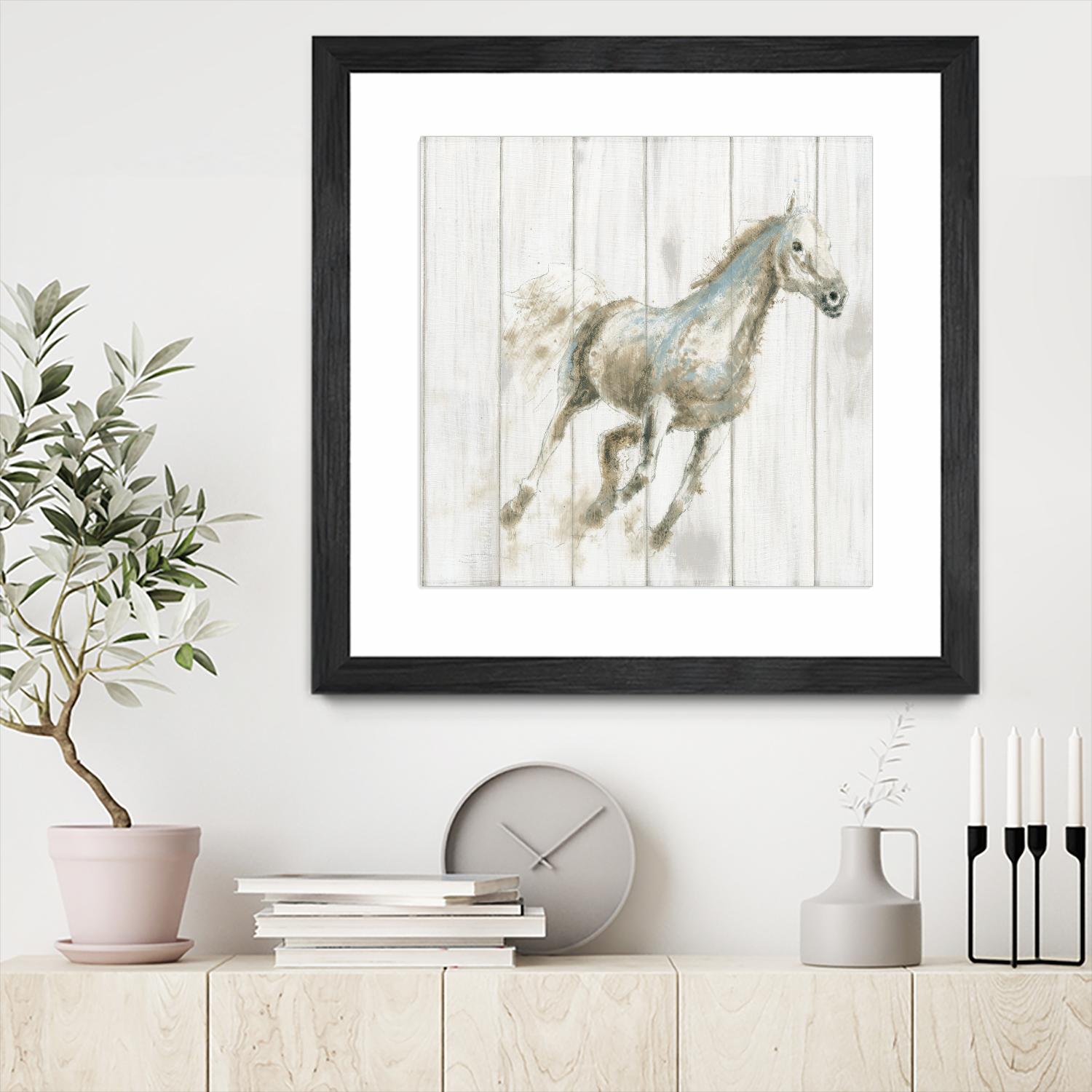 Stallion I on Birch by James Wiens on GIANT ART - grey animals