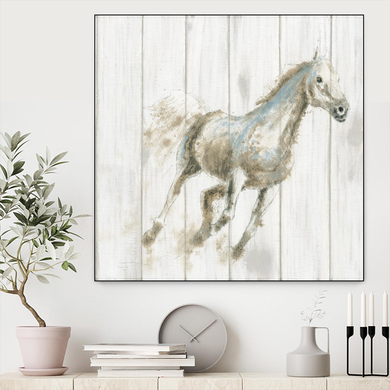 Stallion I on Birch by James Wiens on GIANT ART - grey animals