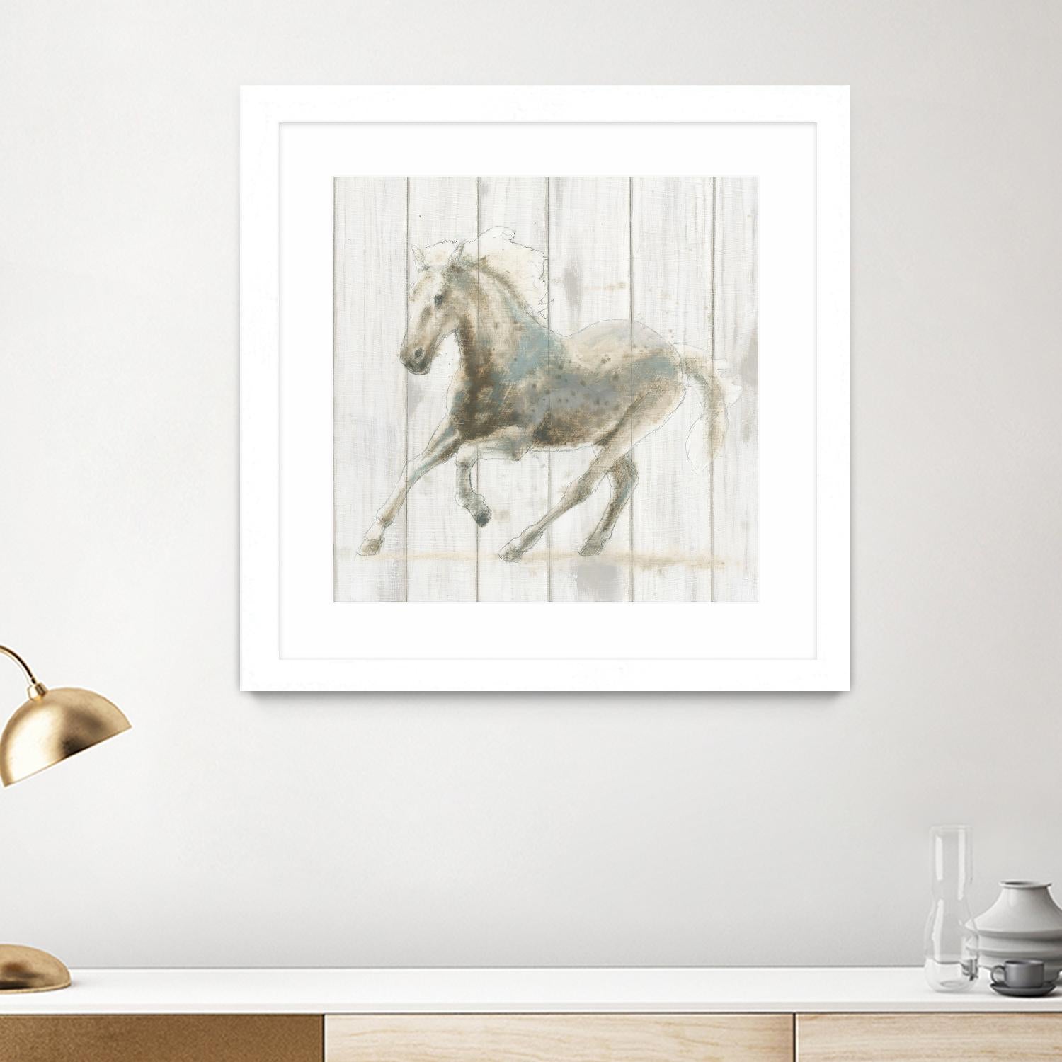 Stallion II on Birch by James Wiens on GIANT ART - grey animals