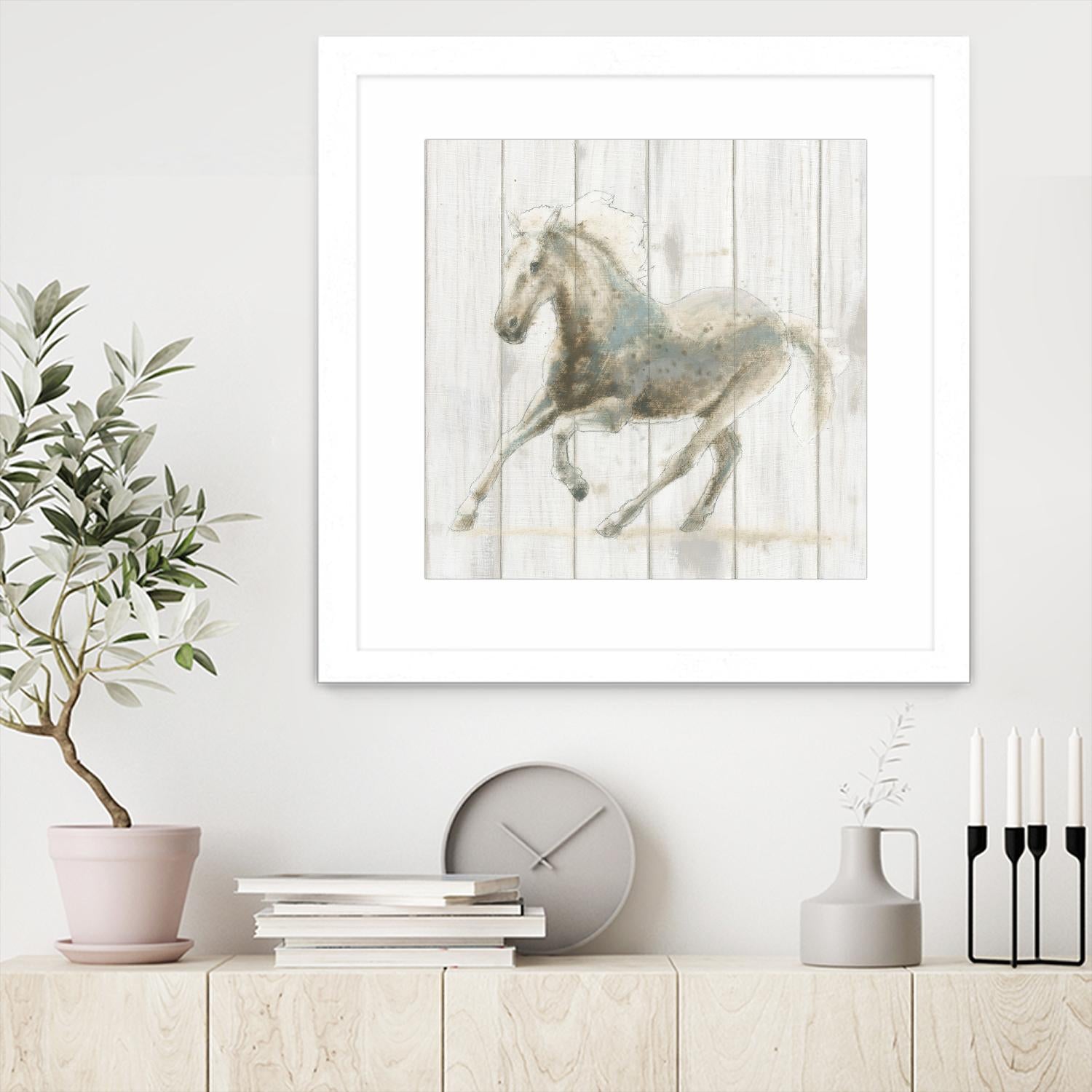 Stallion II on Birch by James Wiens on GIANT ART - grey animals