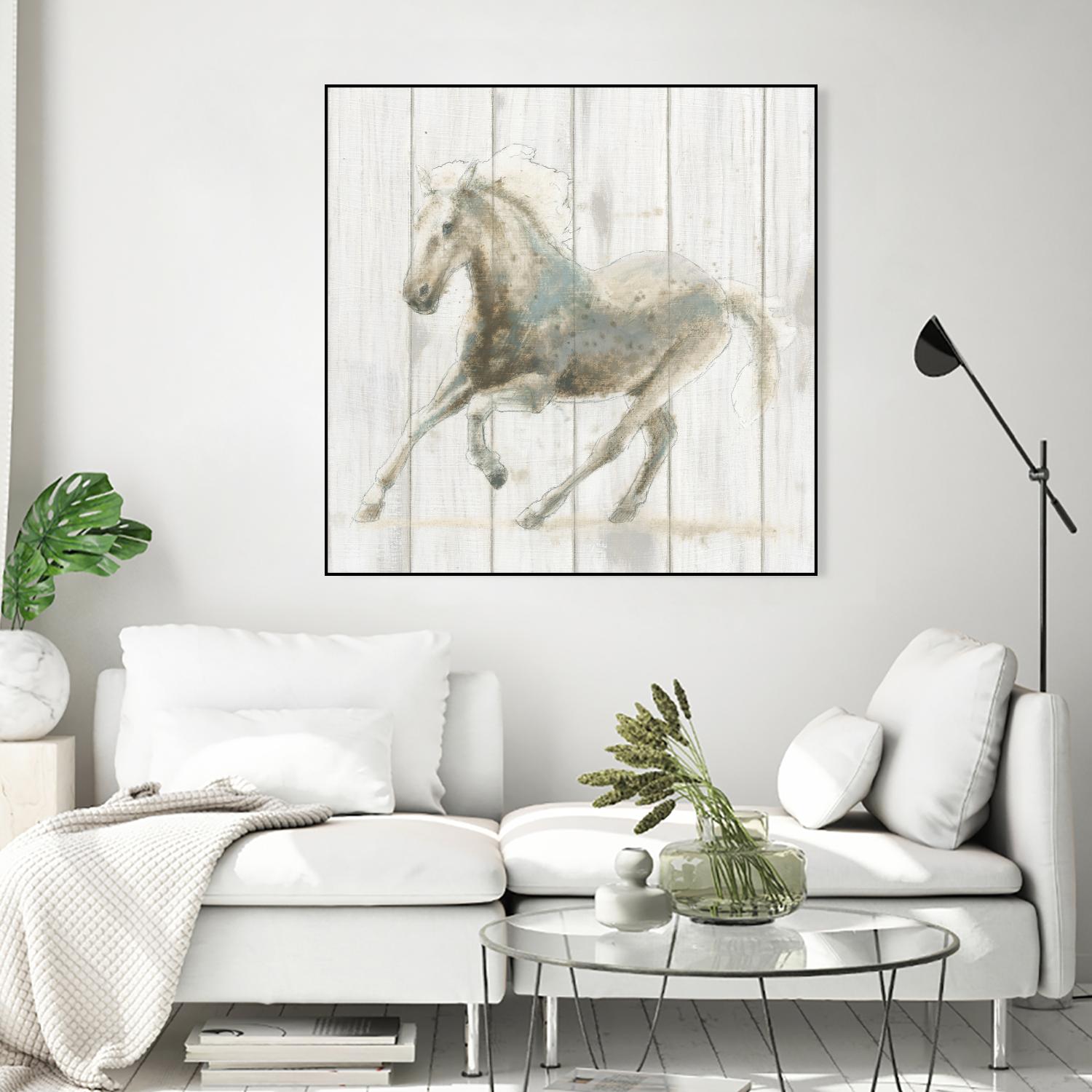 Stallion II on Birch by James Wiens on GIANT ART - grey animals