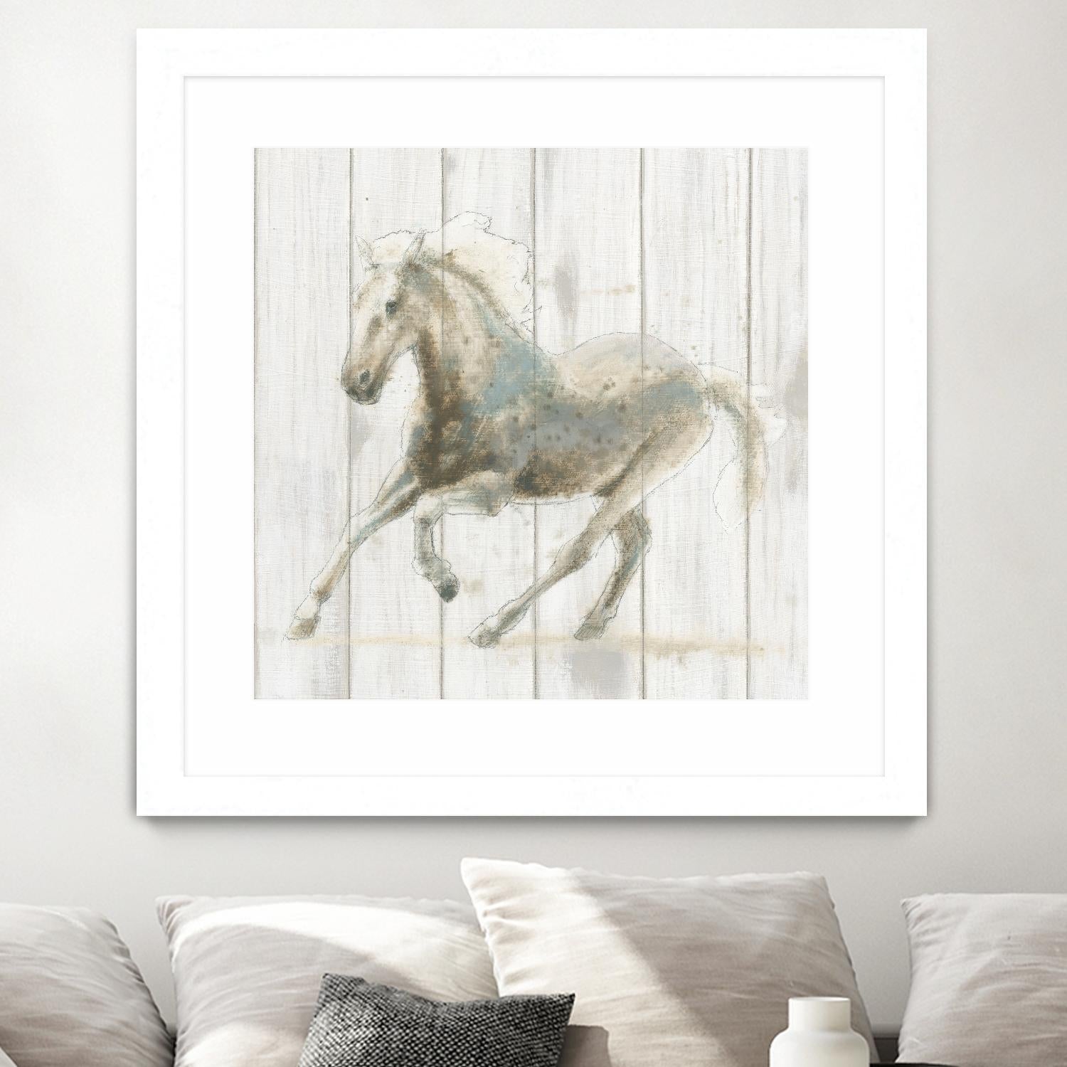 Stallion II on Birch by James Wiens on GIANT ART - grey animals