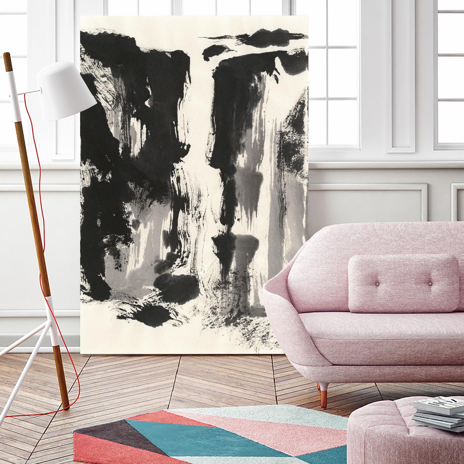 Sumi Waterfall View IV by Chris Paschke on GIANT ART - grey landscape