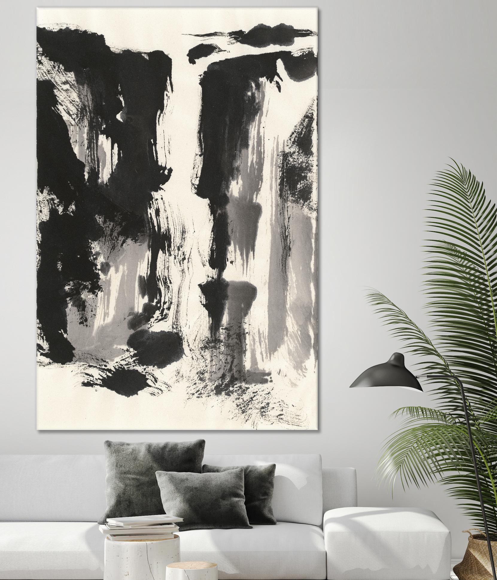 Sumi Waterfall View IV by Chris Paschke on GIANT ART - grey landscape