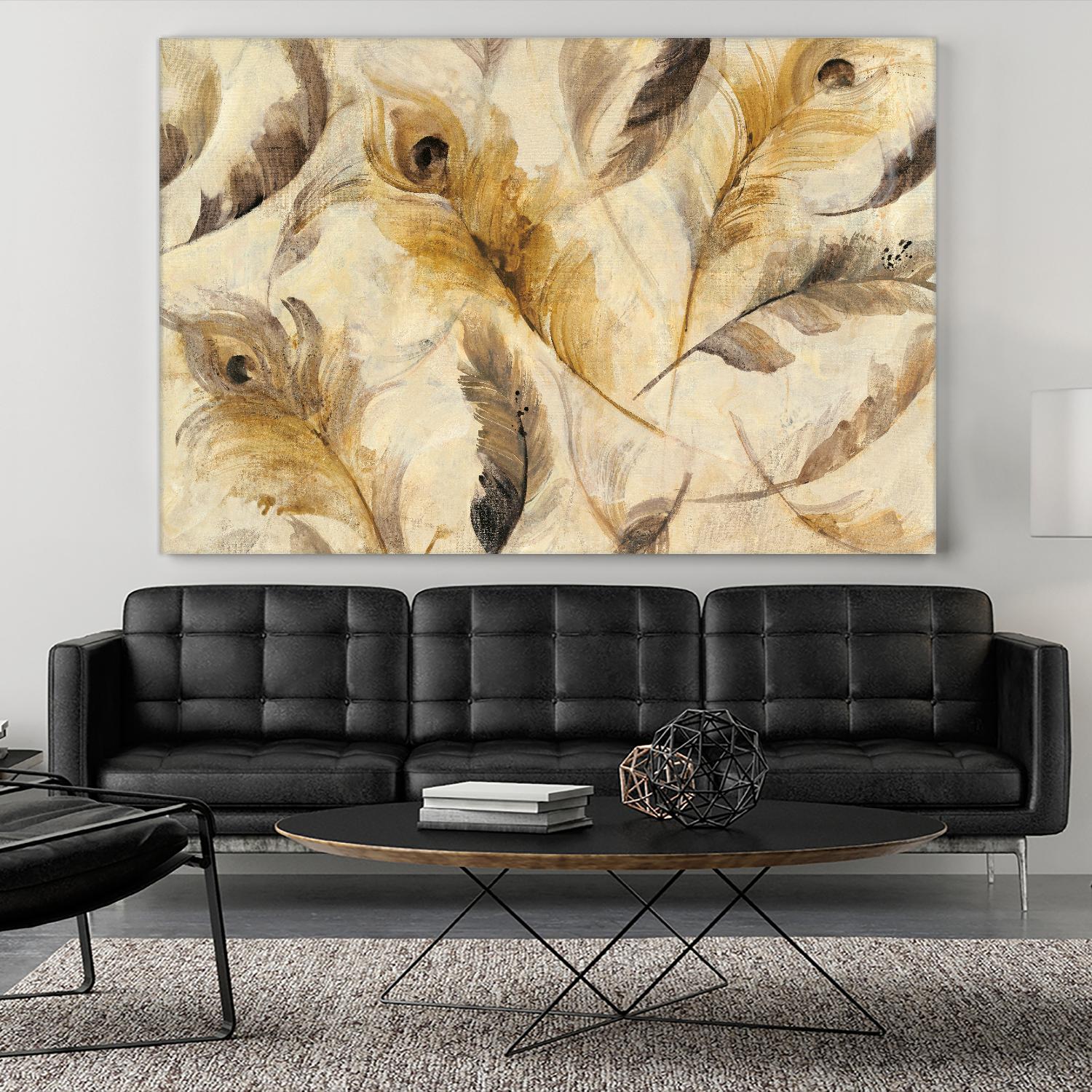 Feather Toss by Albena Hristova on GIANT ART - yellow contemporary