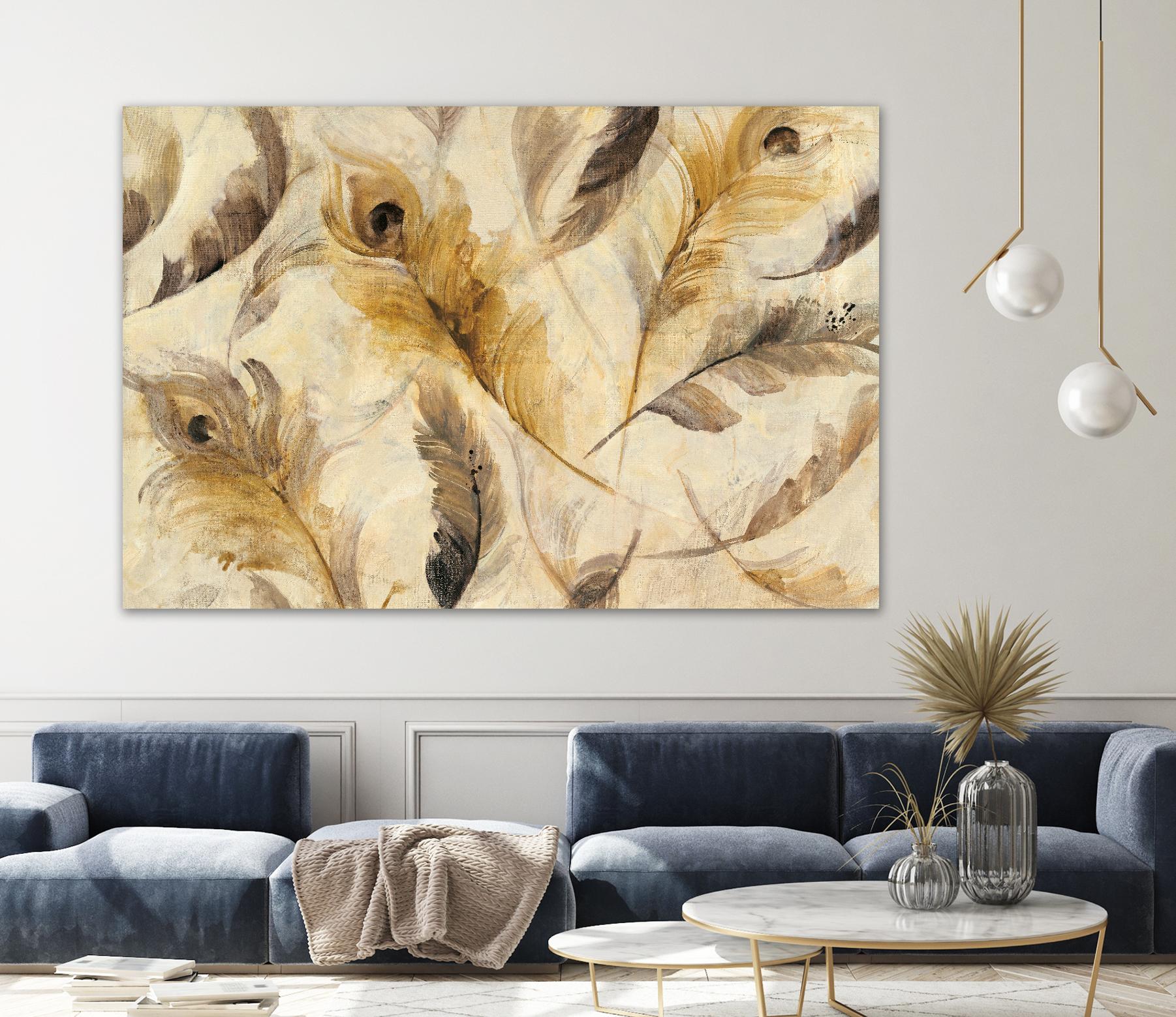 Feather Toss by Albena Hristova on GIANT ART - yellow contemporary