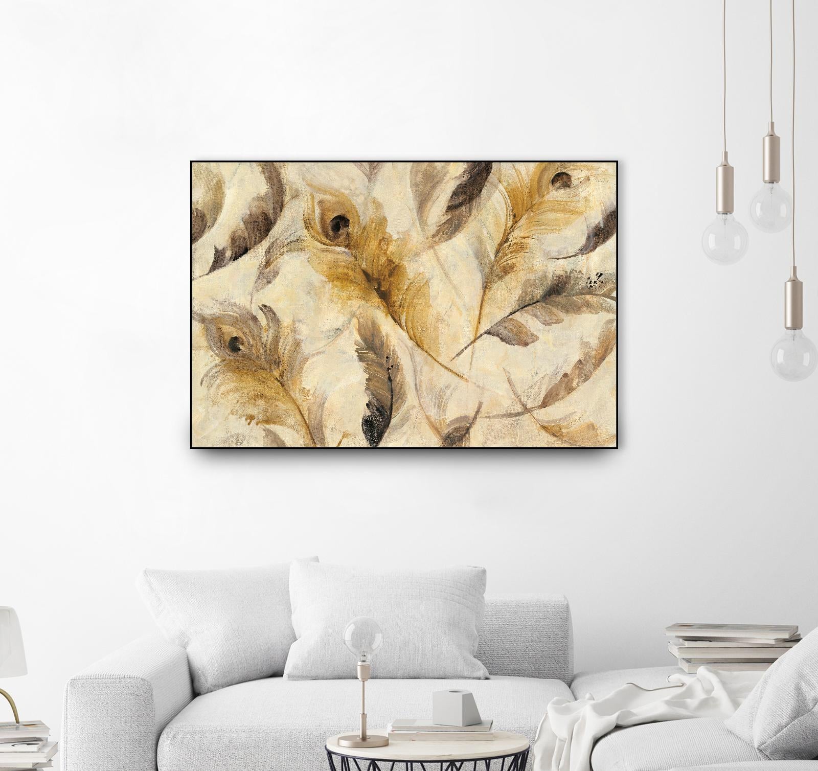 Feather Toss by Albena Hristova on GIANT ART - yellow contemporary