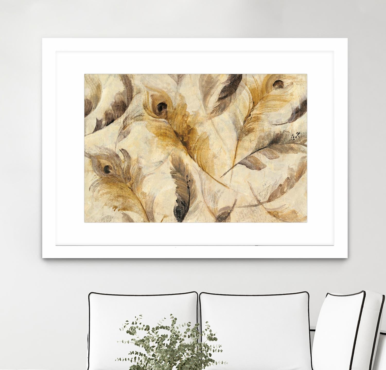 Feather Toss by Albena Hristova on GIANT ART - yellow contemporary