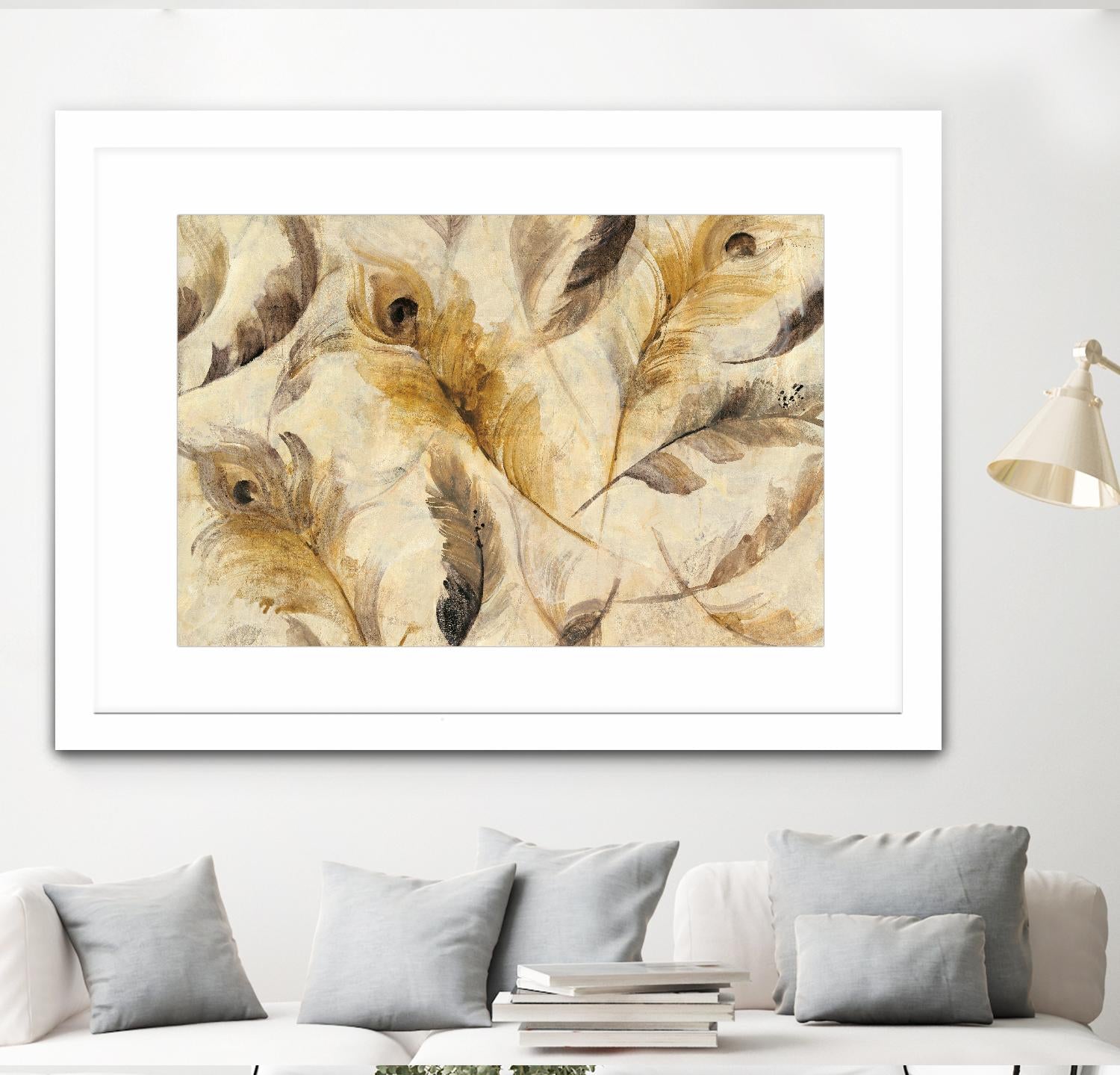 Feather Toss by Albena Hristova on GIANT ART - yellow contemporary