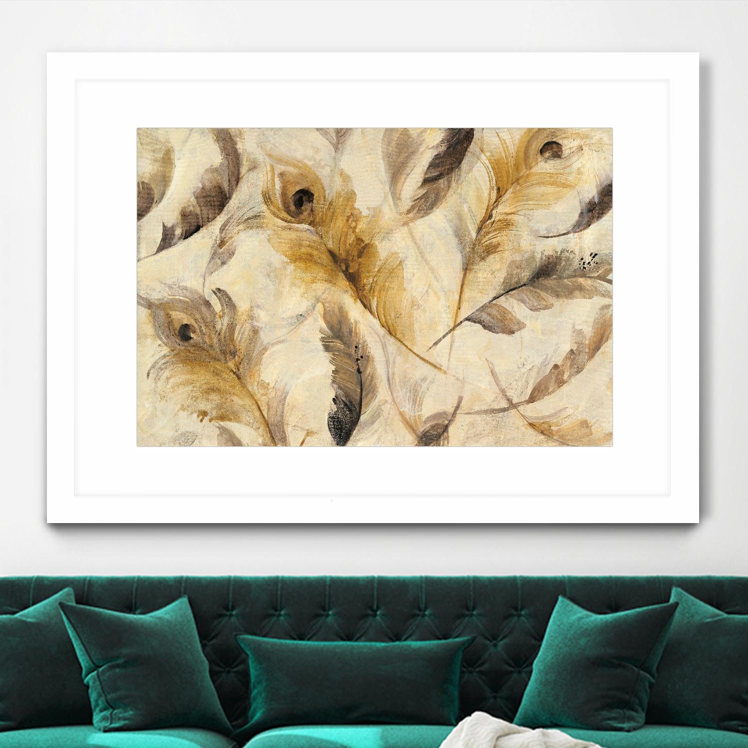 Feather Toss by Albena Hristova on GIANT ART - yellow contemporary