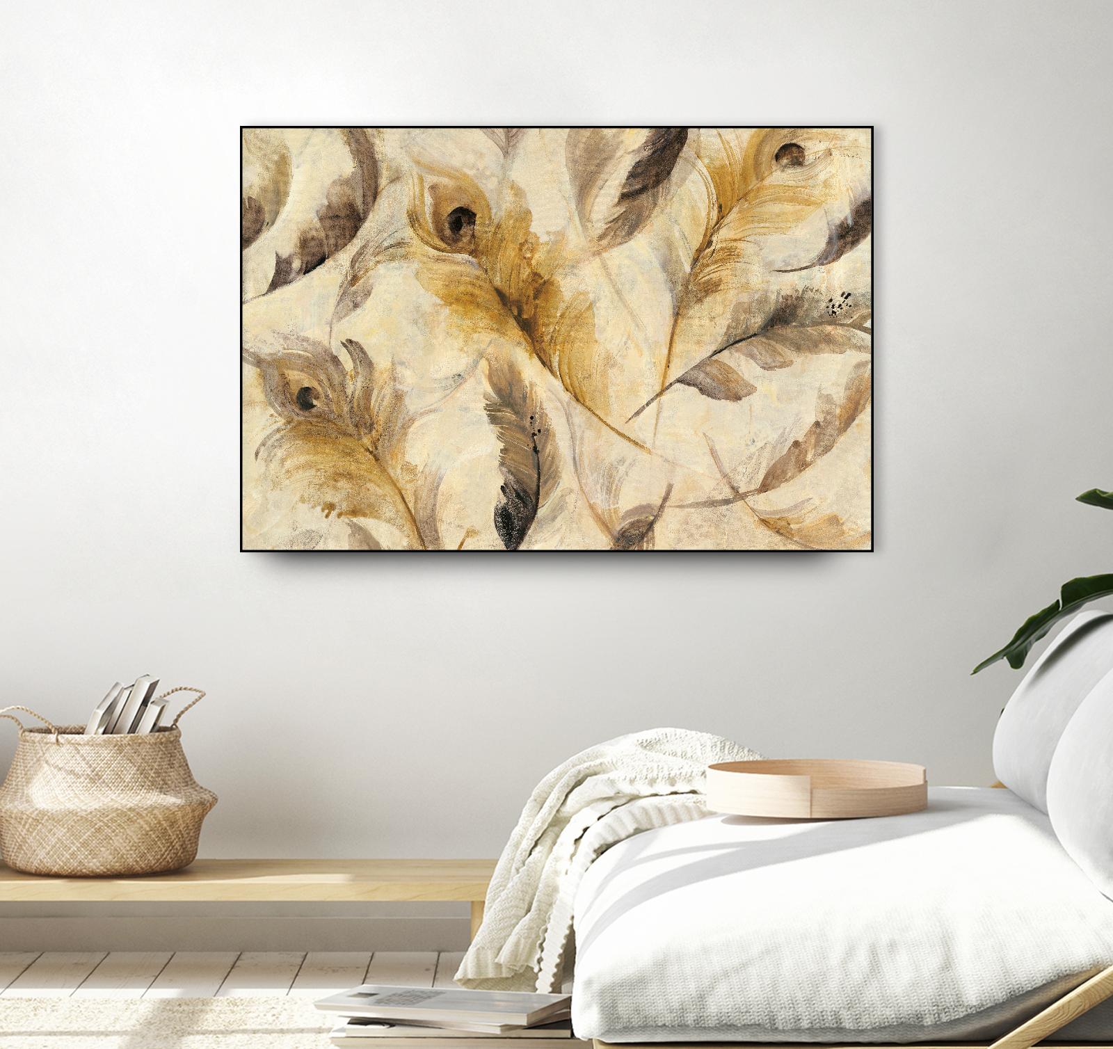 Feather Toss by Albena Hristova on GIANT ART - yellow contemporary