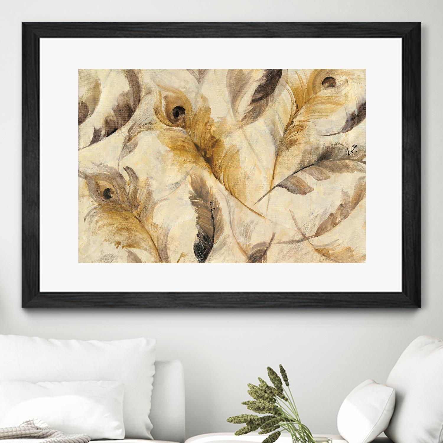 Feather Toss by Albena Hristova on GIANT ART - yellow contemporary