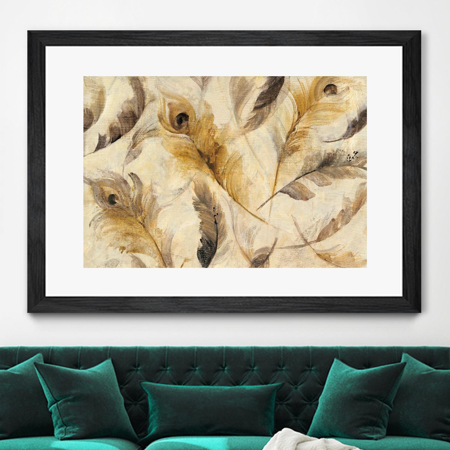 Feather Toss by Albena Hristova on GIANT ART - yellow contemporary