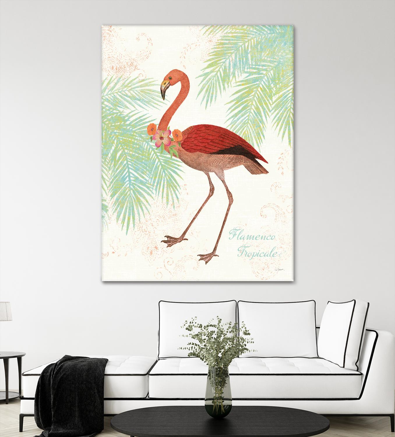 Flamingo Tropicale II by Sue Schlabach on GIANT ART - green tropical