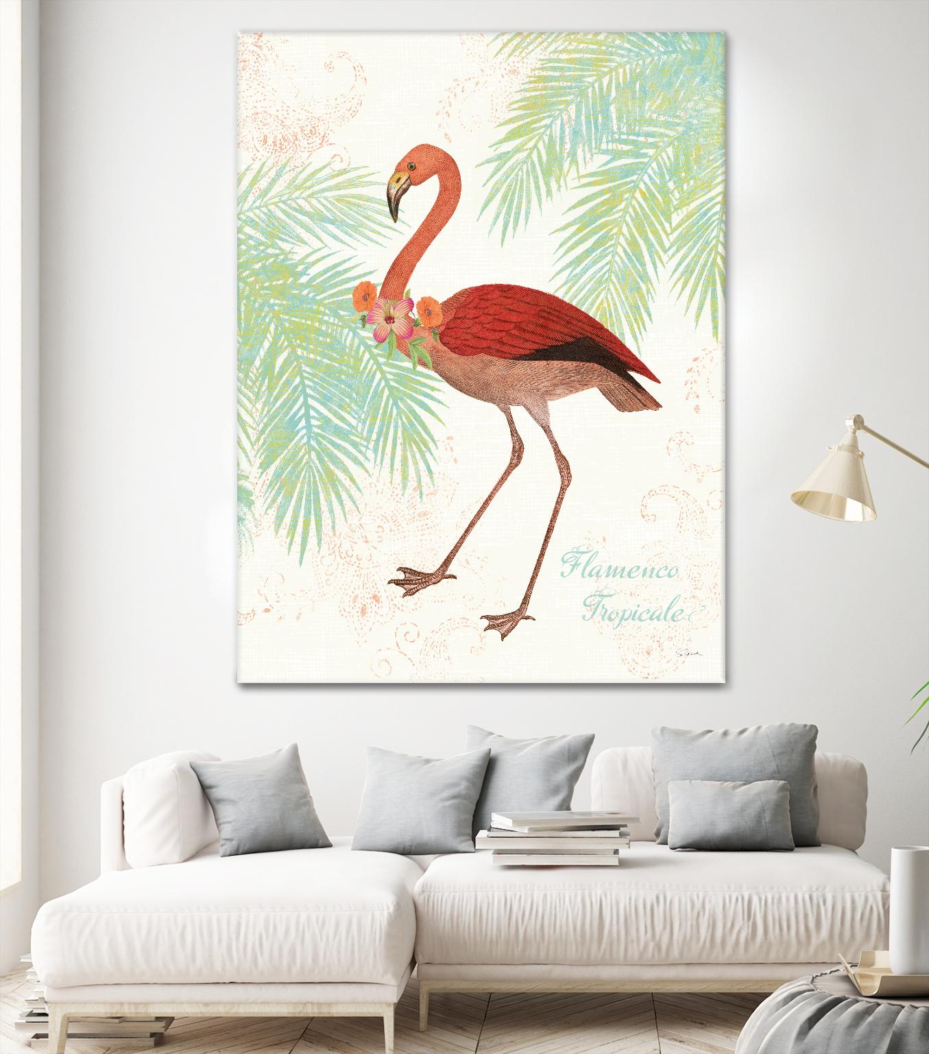 Flamingo Tropicale II by Sue Schlabach on GIANT ART - green tropical