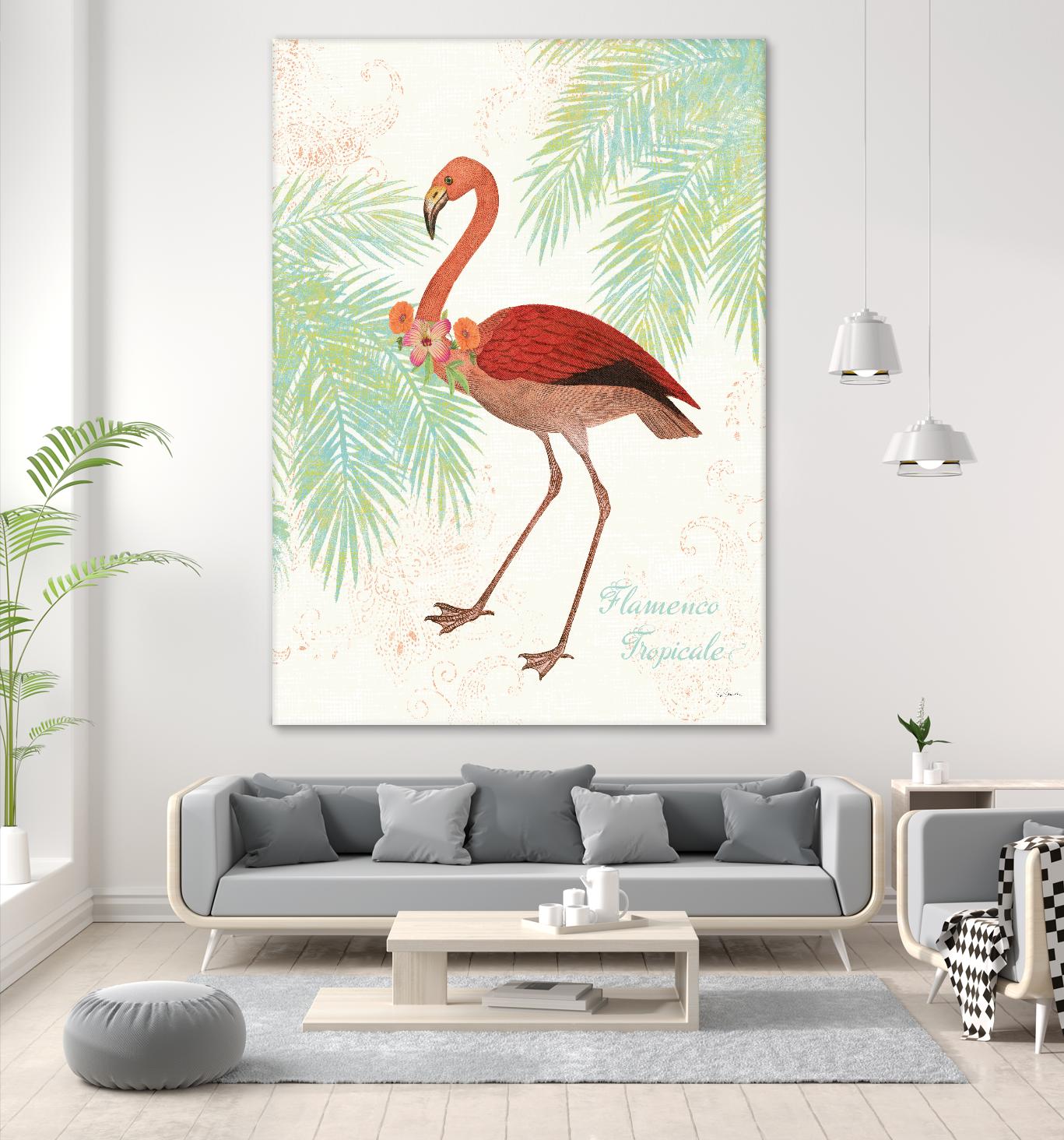 Flamingo Tropicale II by Sue Schlabach on GIANT ART - green tropical