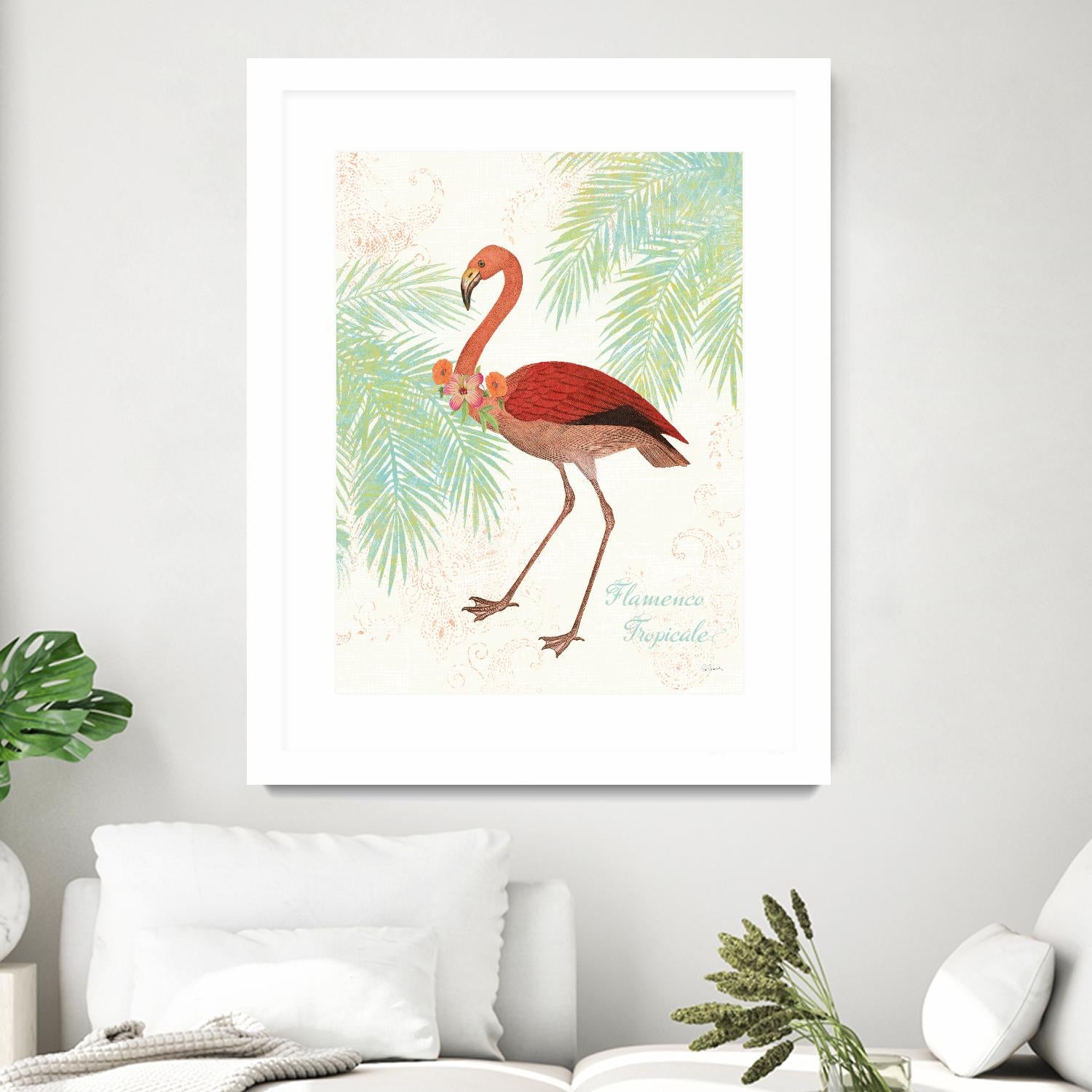 Flamingo Tropicale II by Sue Schlabach on GIANT ART - green tropical