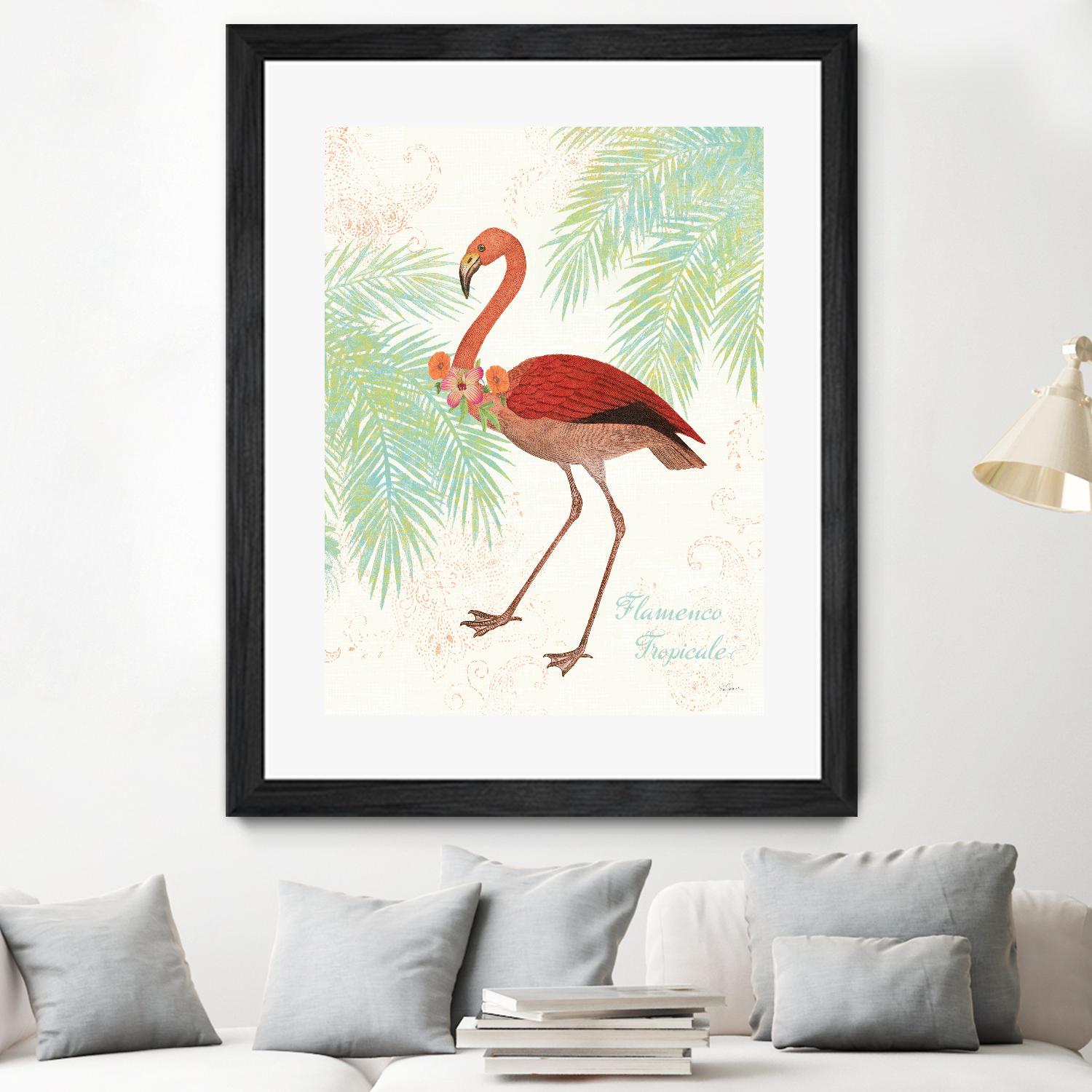 Flamingo Tropicale II by Sue Schlabach on GIANT ART - green tropical