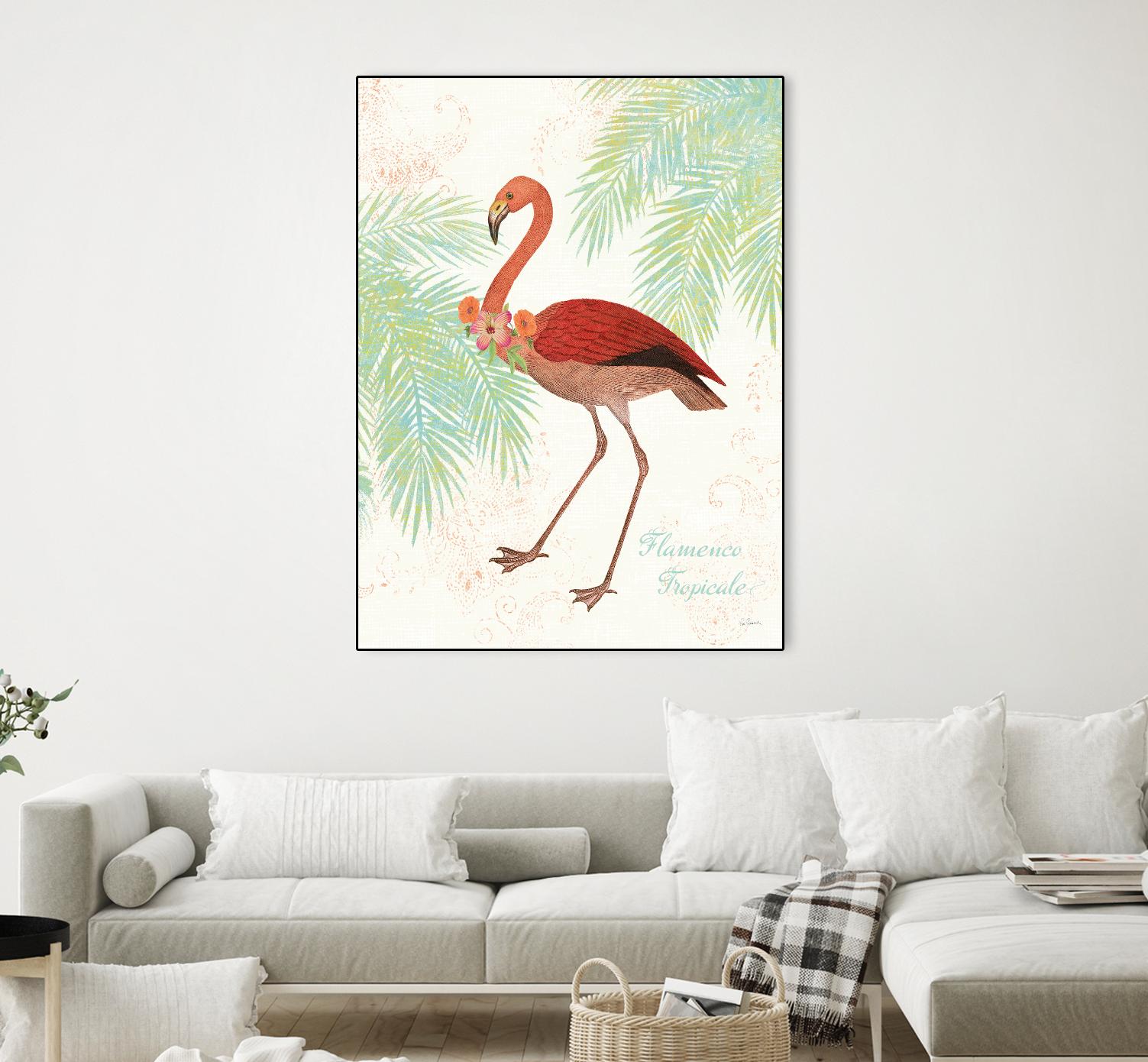 Flamingo Tropicale II by Sue Schlabach on GIANT ART - green tropical