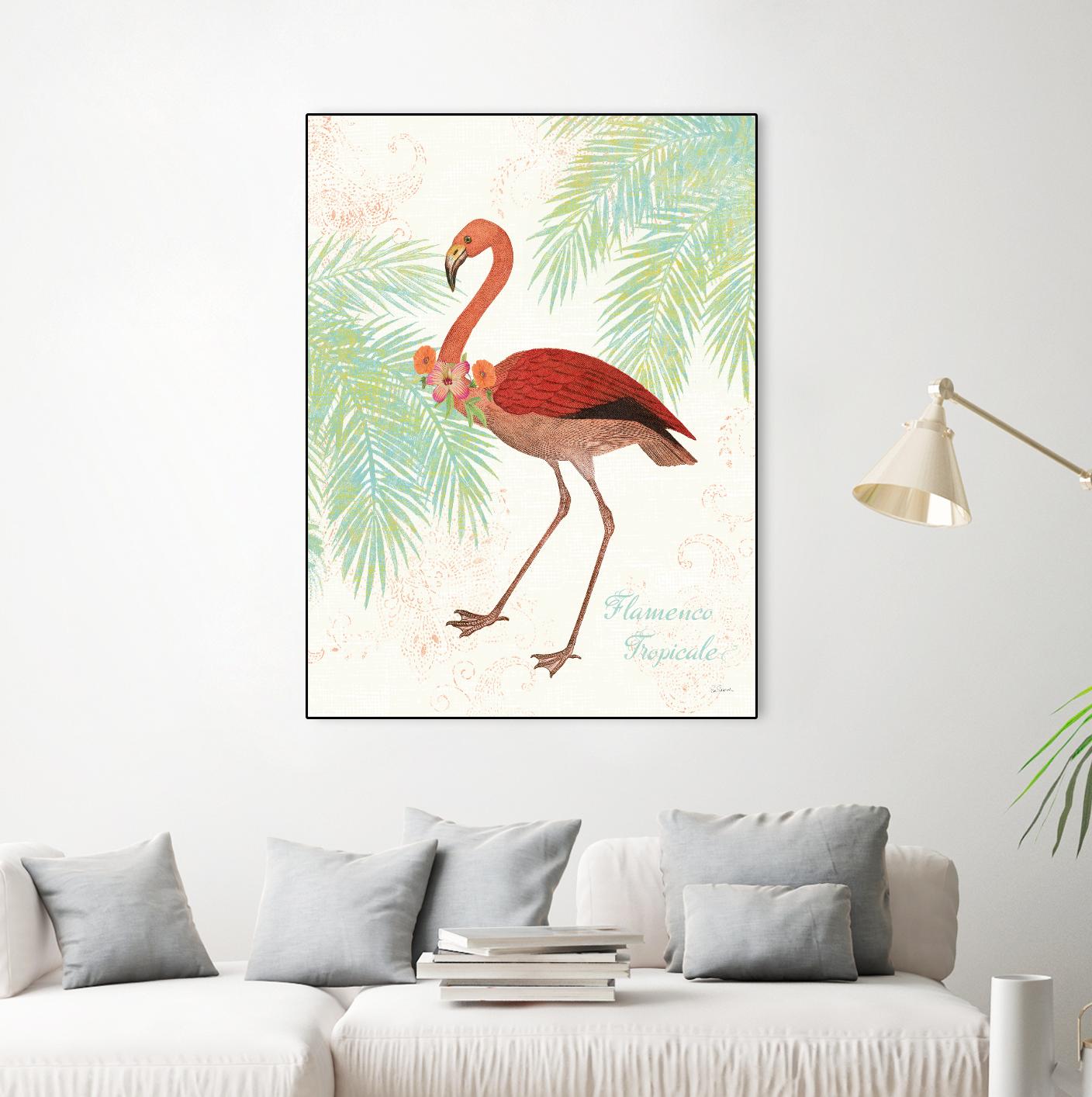 Flamingo Tropicale II by Sue Schlabach on GIANT ART - green tropical