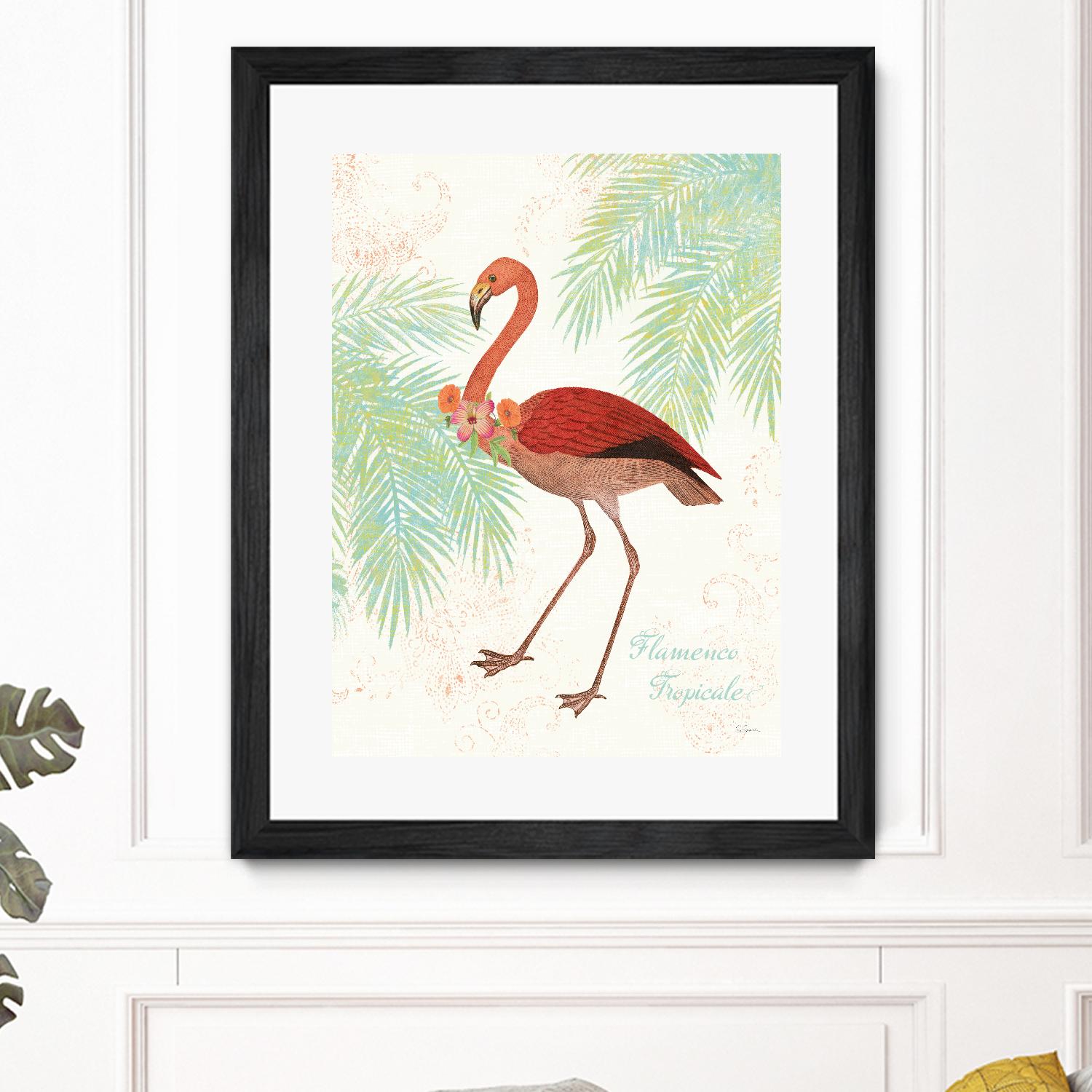 Flamingo Tropicale II by Sue Schlabach on GIANT ART - green tropical