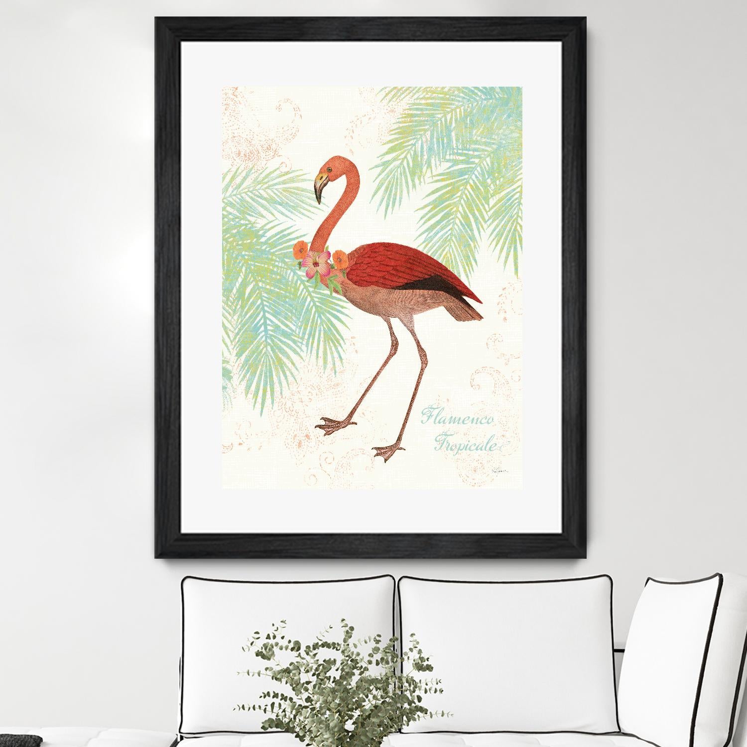 Flamingo Tropicale II by Sue Schlabach on GIANT ART - green tropical