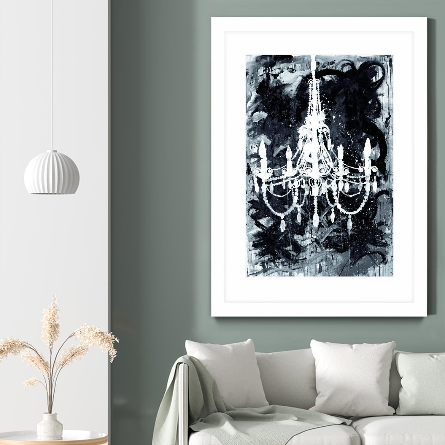 Chandelier Black and White by Kent Youngstrom on GIANT ART - grey interior