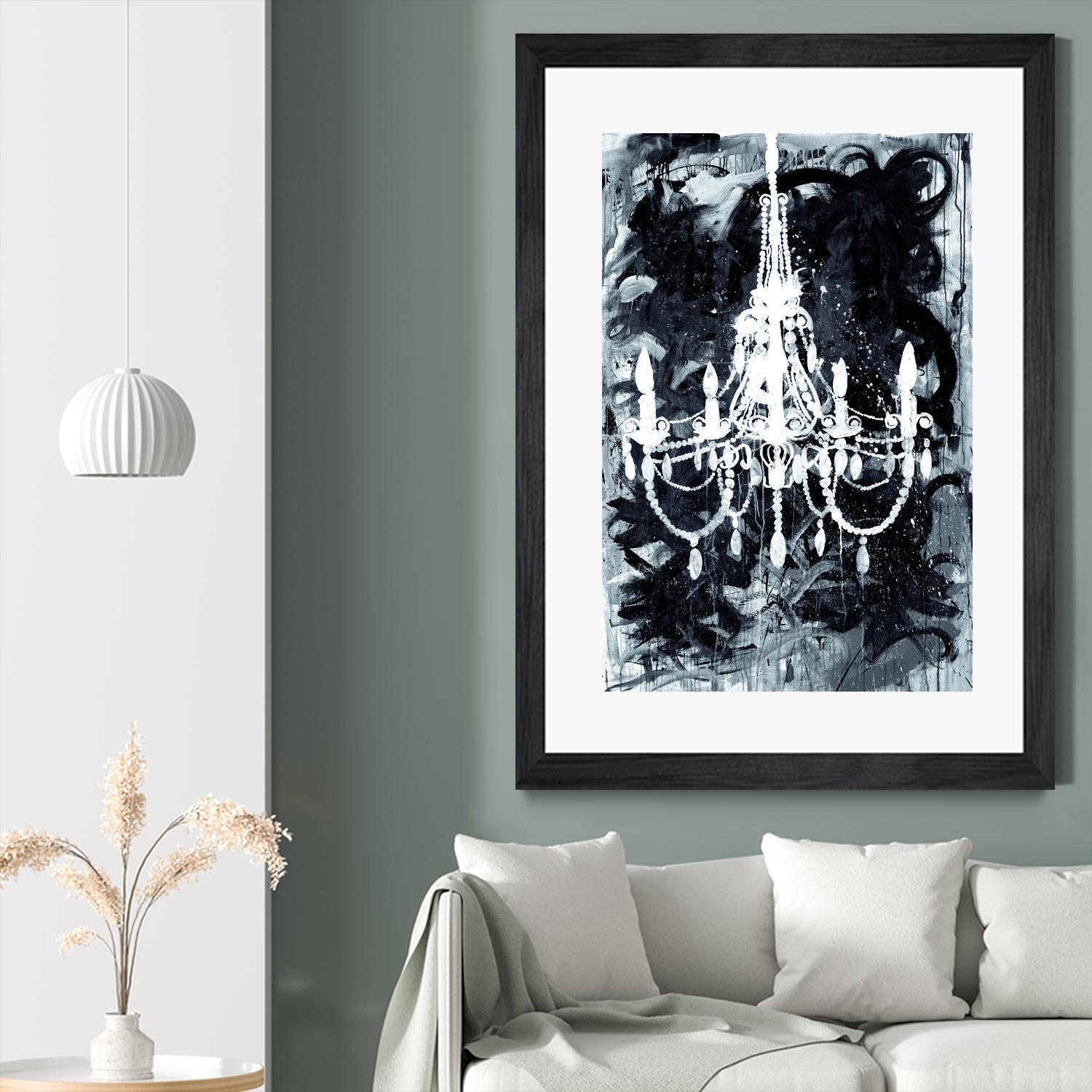 Chandelier Black and White by Kent Youngstrom on GIANT ART - grey interior